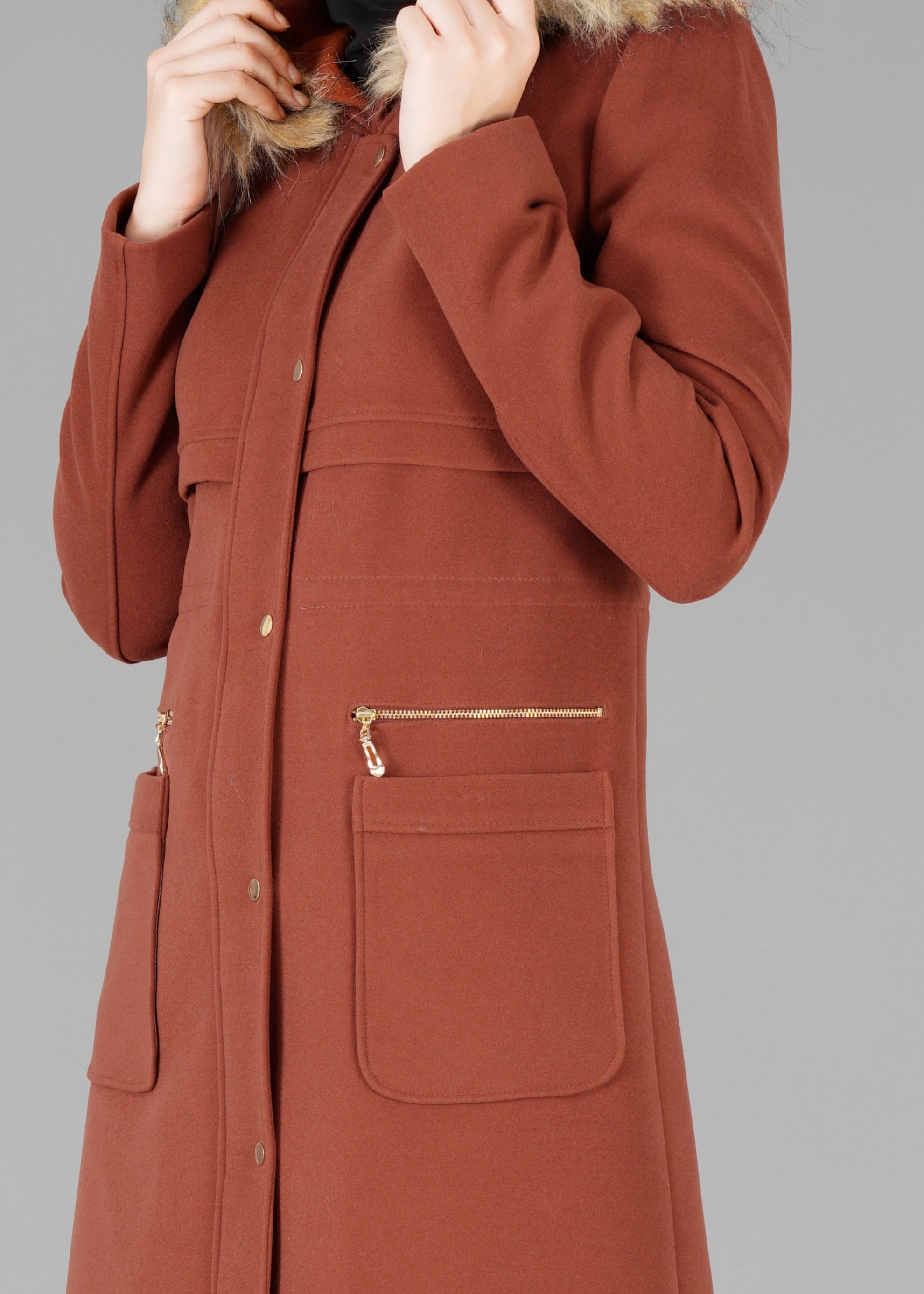 Tesettür giyim TURUNCU 9521 KABAN