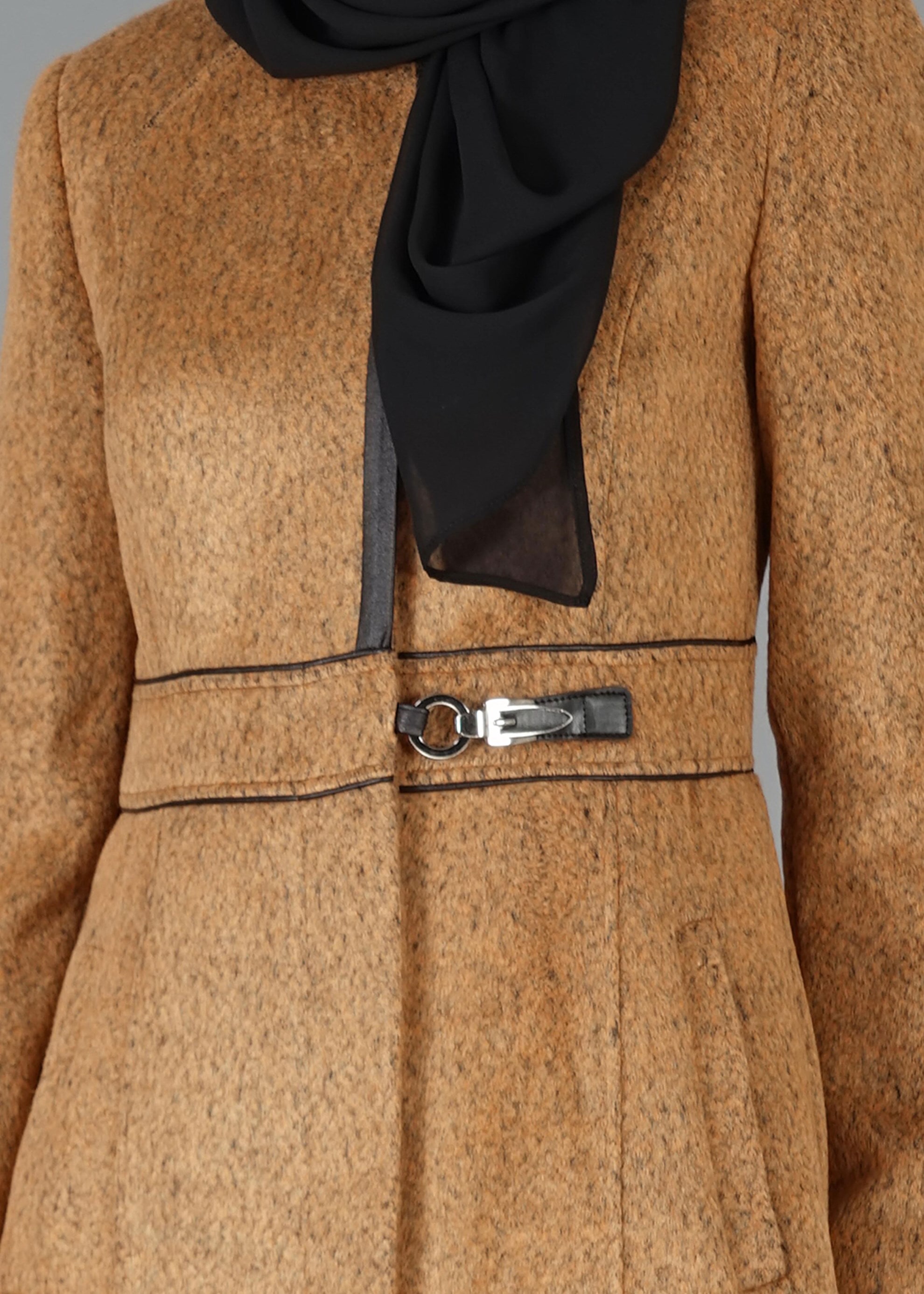 Tesettür giyim TURUNCU CEP DETAYLI KABAN 9522