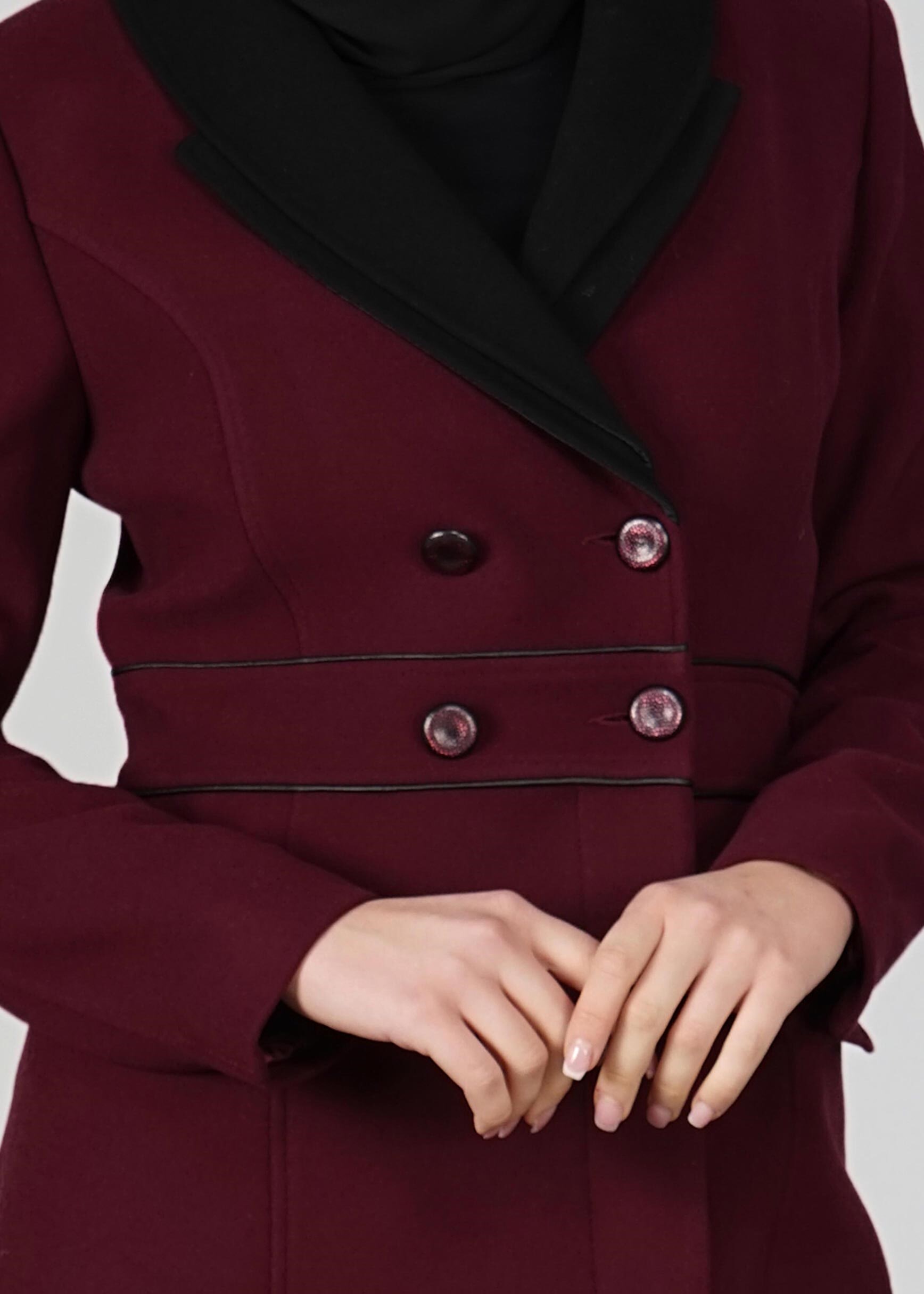 Tesettür giyim MÜRDÜM DÜĞMELİ KAŞE KABAN 9528