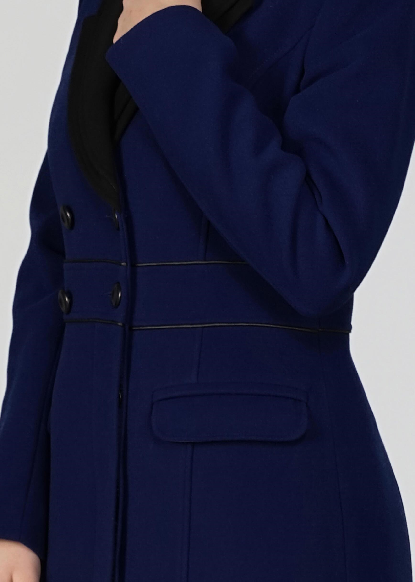 Tesettür giyim MAVİ DÜĞMELİ KAŞE KABAN 9528