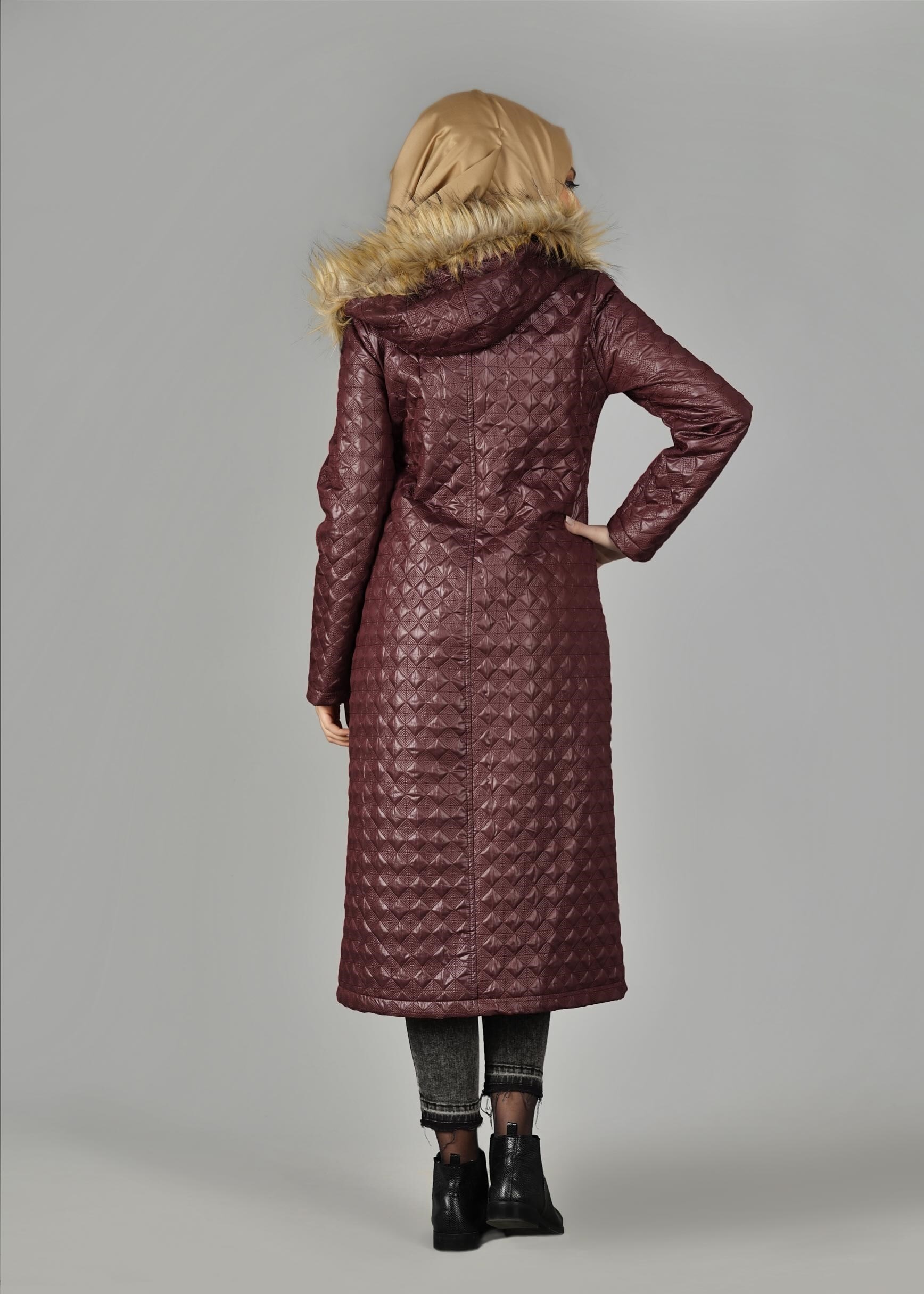 Tesettür giyim BORDO 9532 KABAN