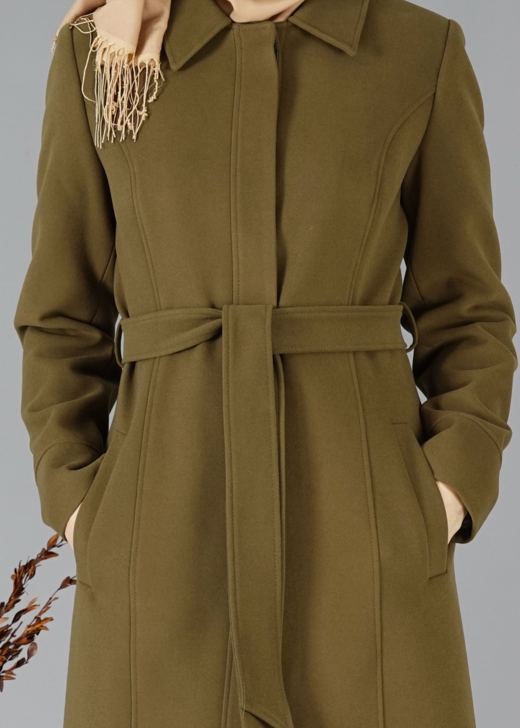 Tesettür giyim HAKİ 9534 KABAN 