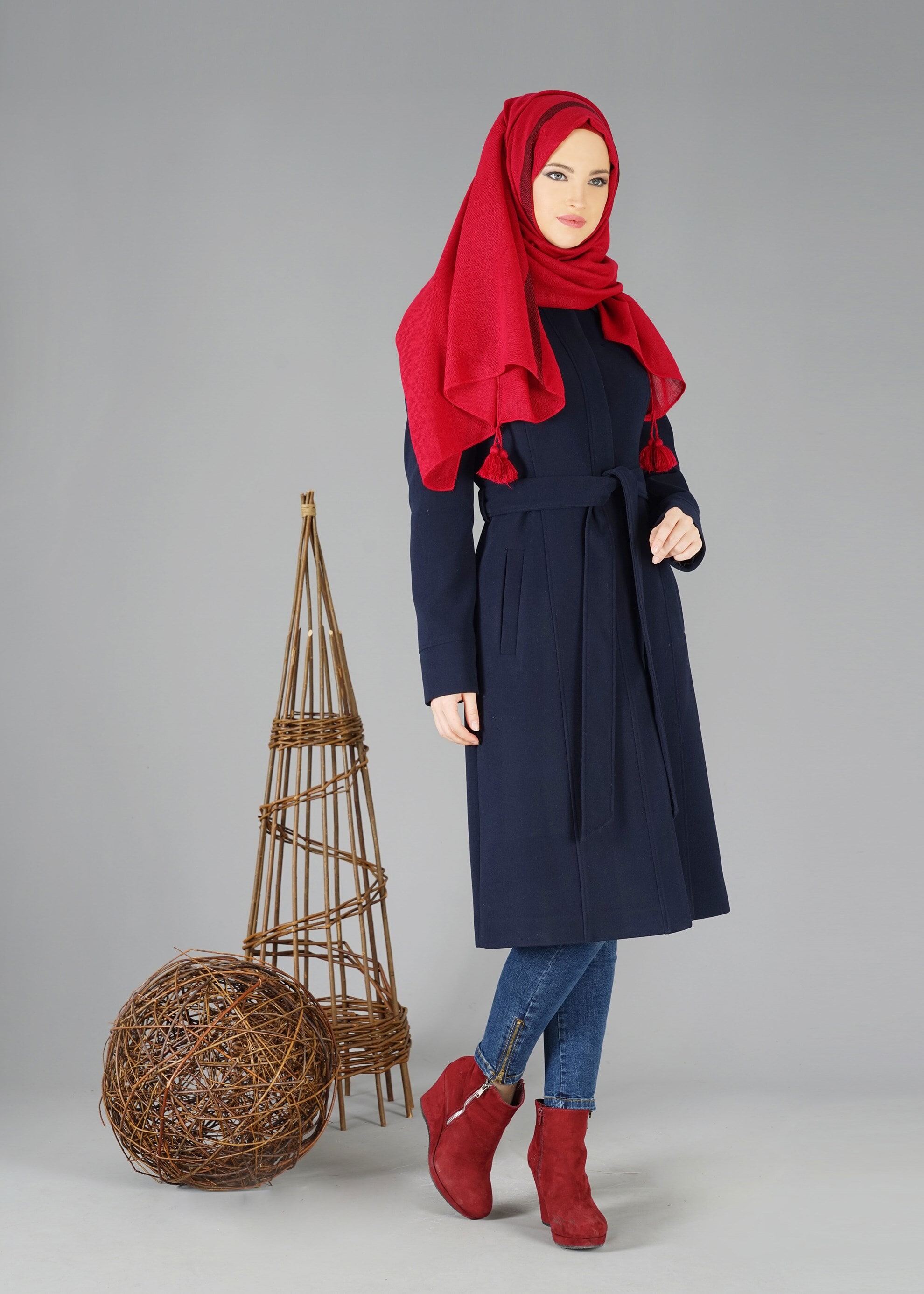 Tesettür giyim LACİVERT 9534 KABAN 