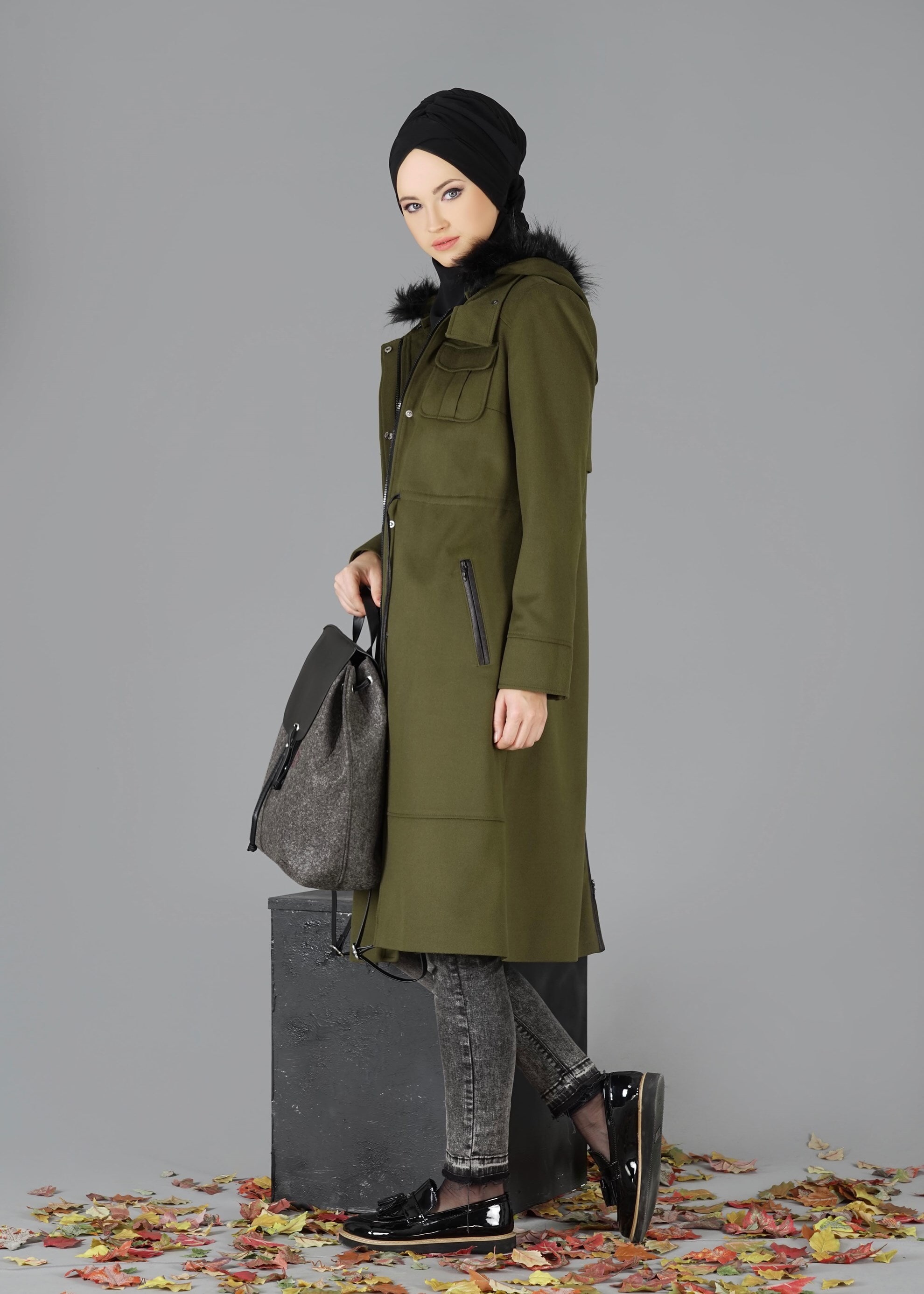 Tesettür giyim YEŞİL 9535 KABAN