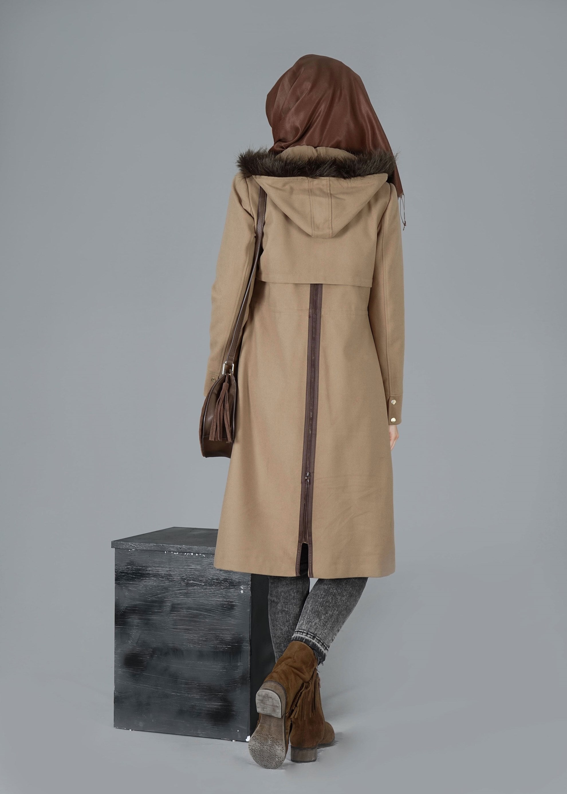 Tesettür giyim KAHVE 9535 KABAN