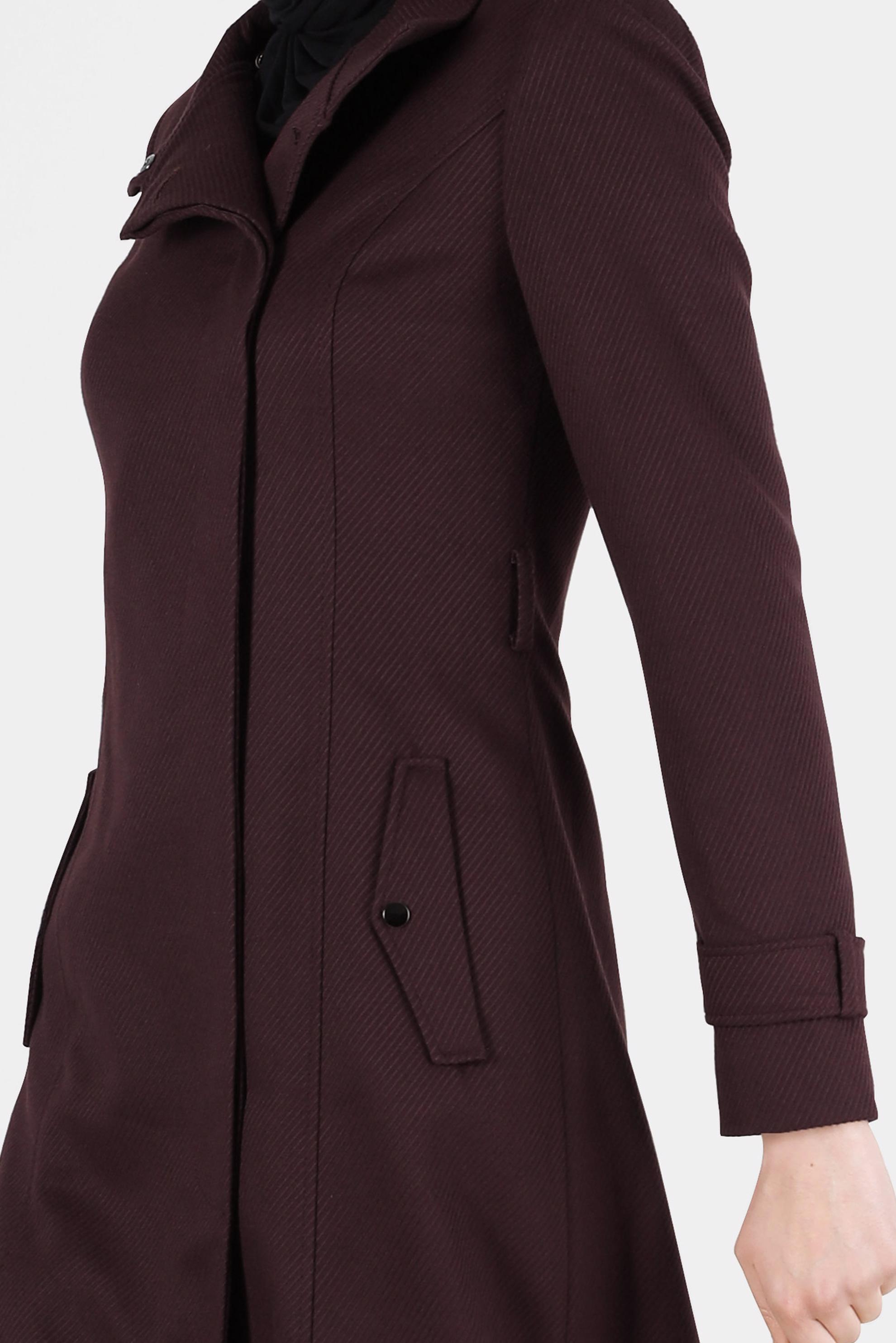 Tesettür giyim MÜRDÜM ANVELOP KESİM KUŞAKLI KABAN 9536 