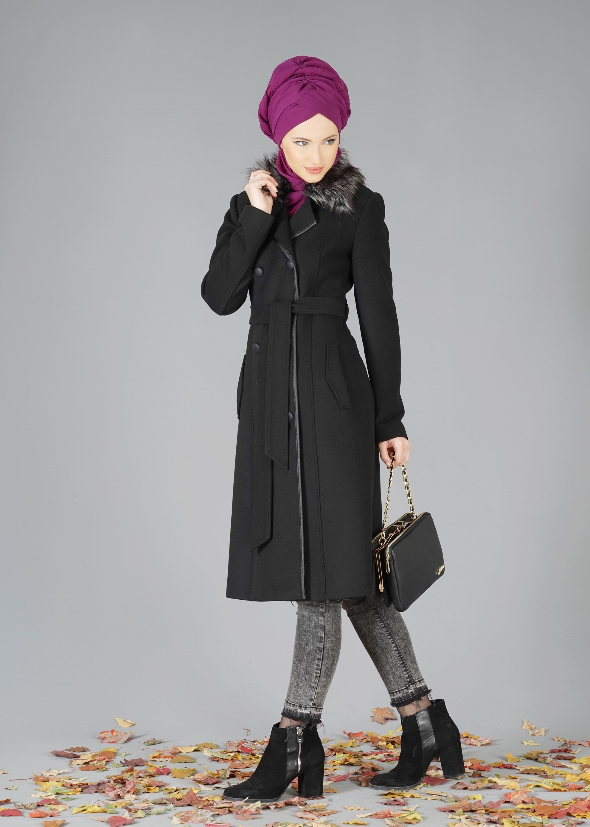 Tesettür giyim SİYAH 9549 KABAN