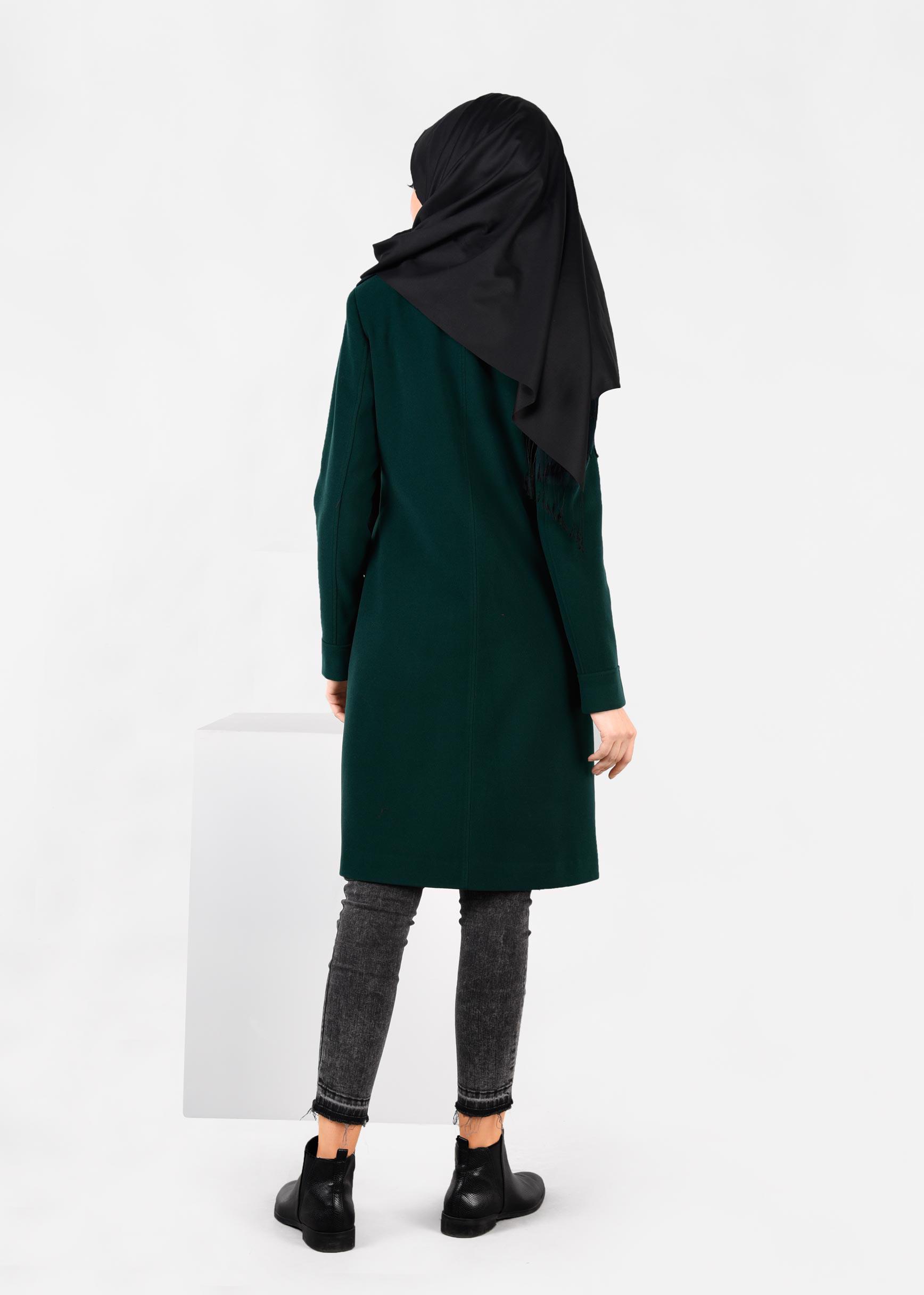 Tesettür giyim MAVİ KRUVAZE YAKA DÜĞMELİ KABAN 9550