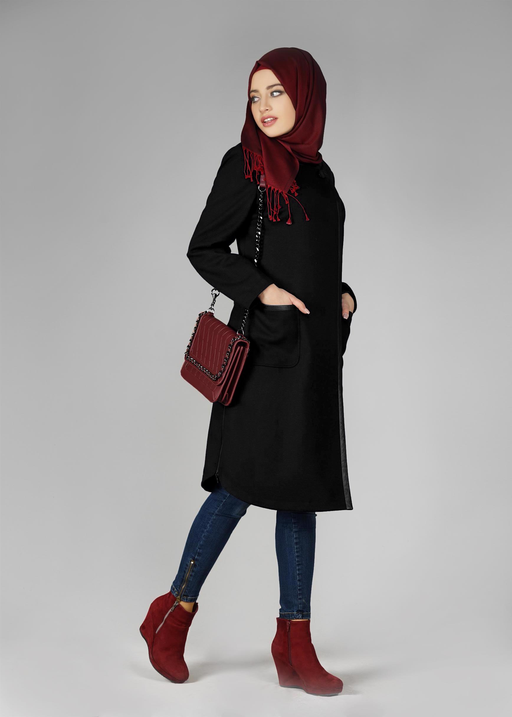 Tesettür giyim SİYAH 9555 KABAN