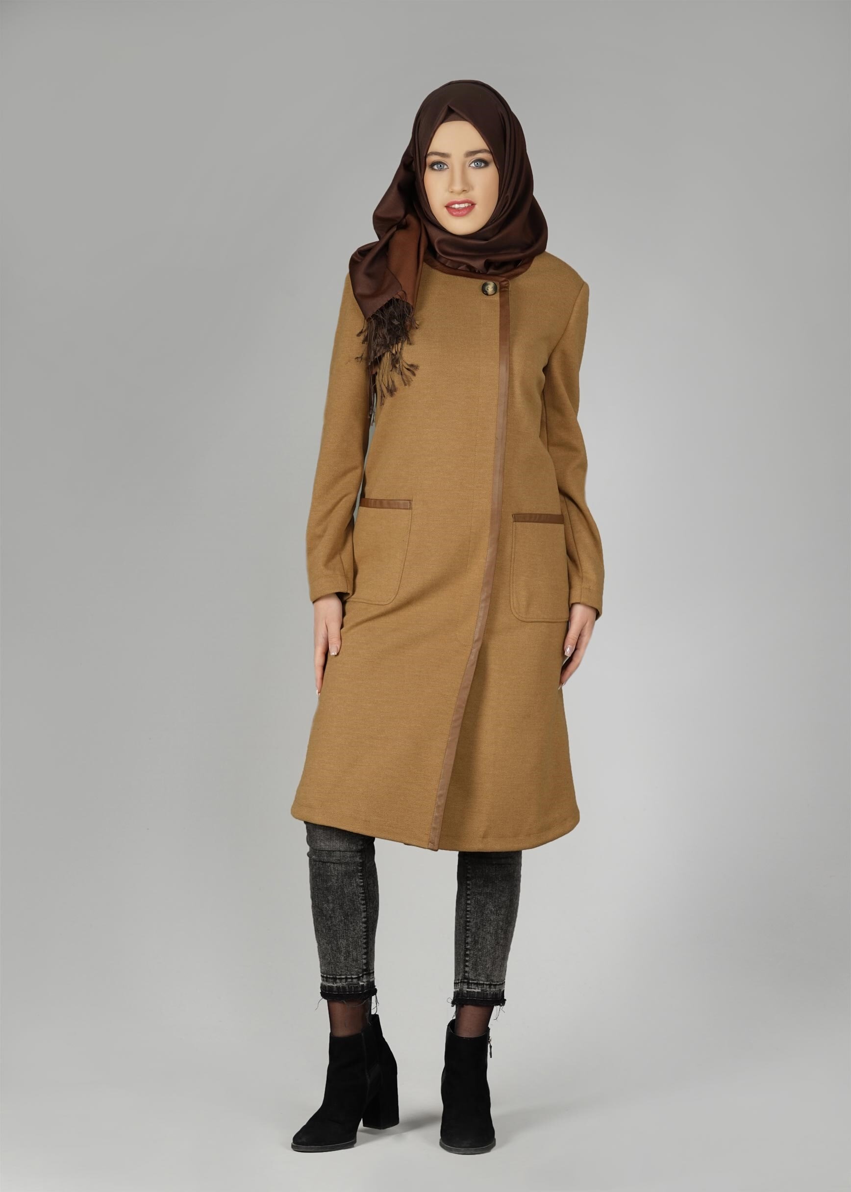 Tesettür giyim KAHVE 9555 KABAN