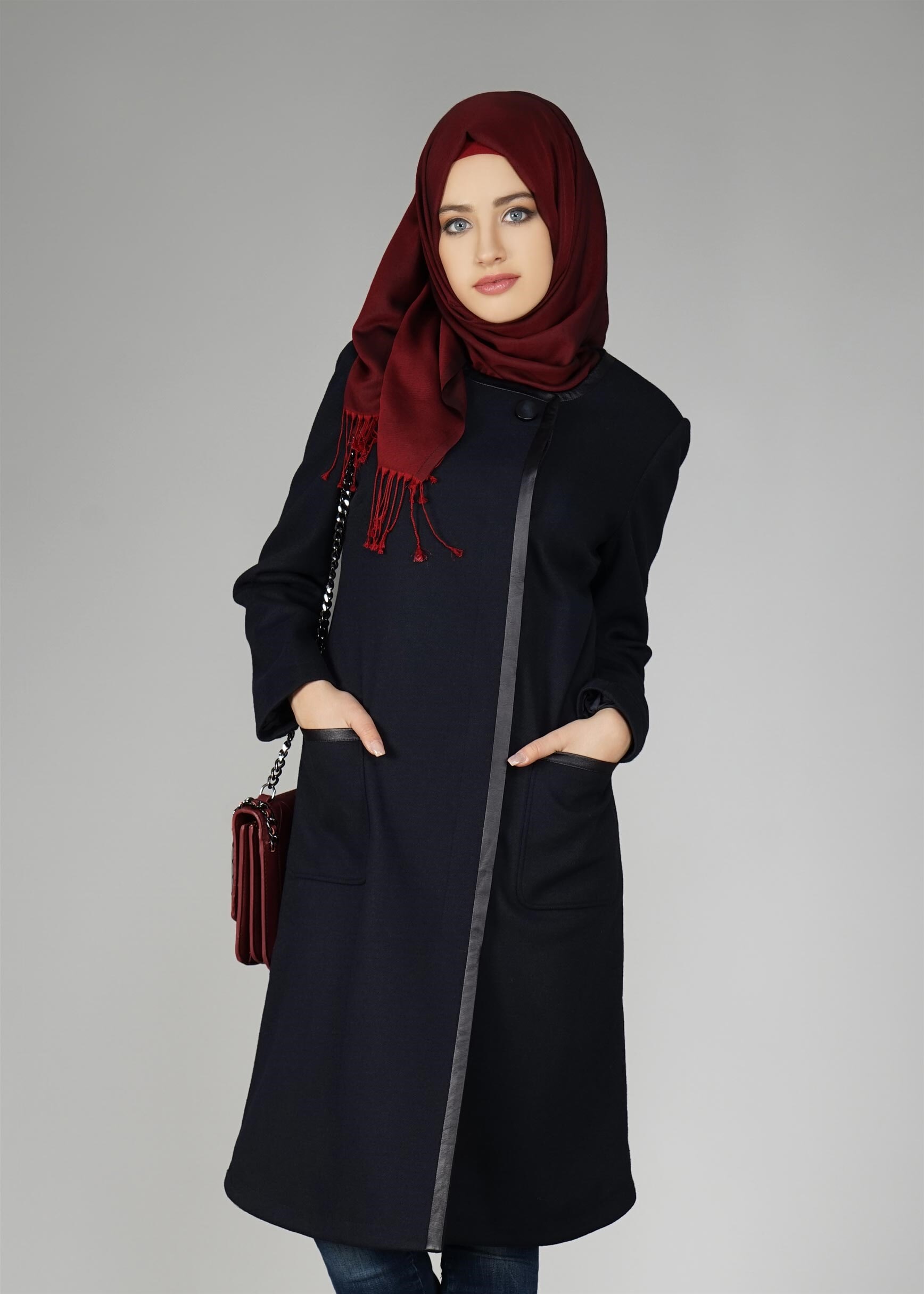 Tesettür giyim LACİVERT 9555 KABAN