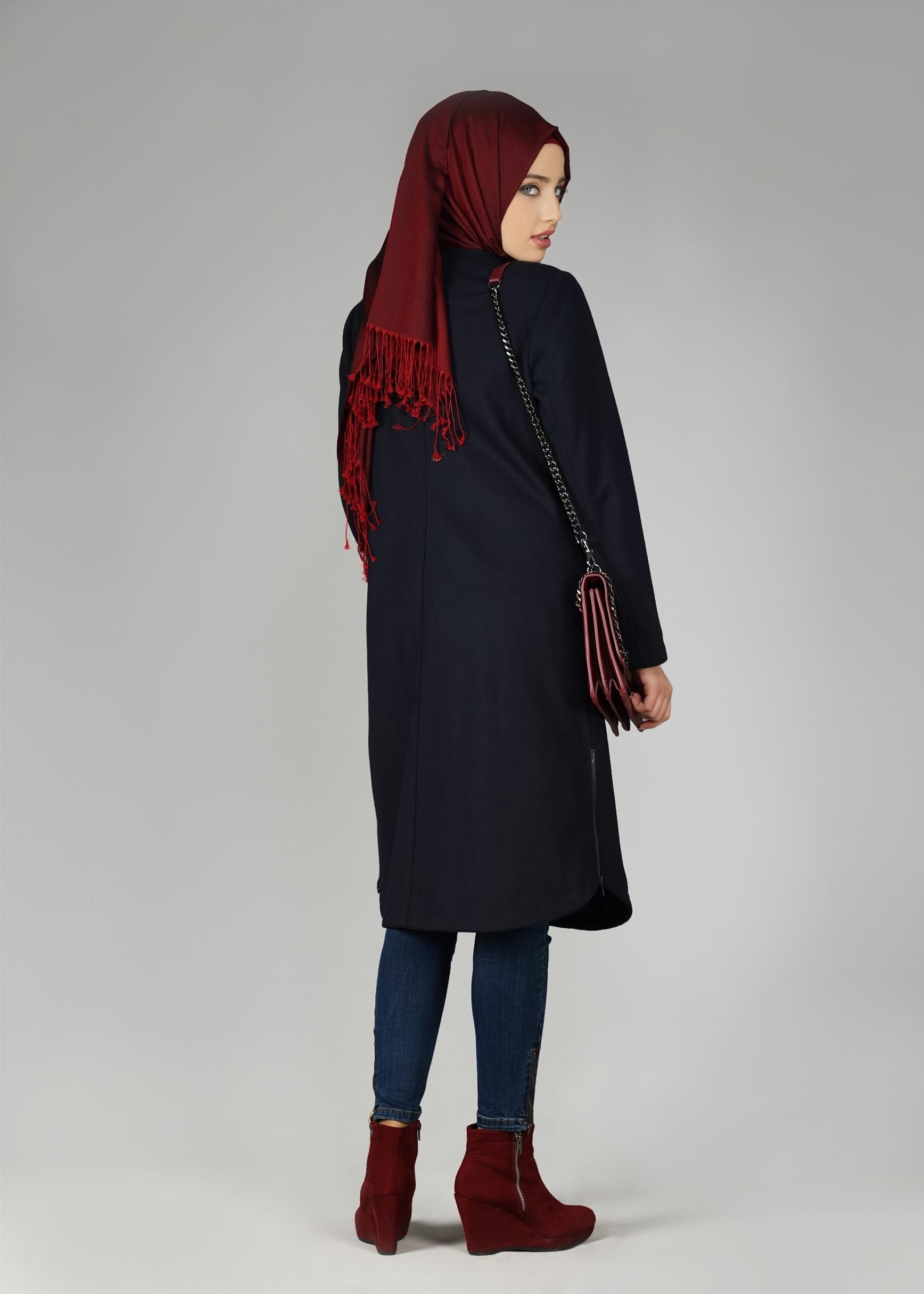 Tesettür giyim LACİVERT 9555 KABAN