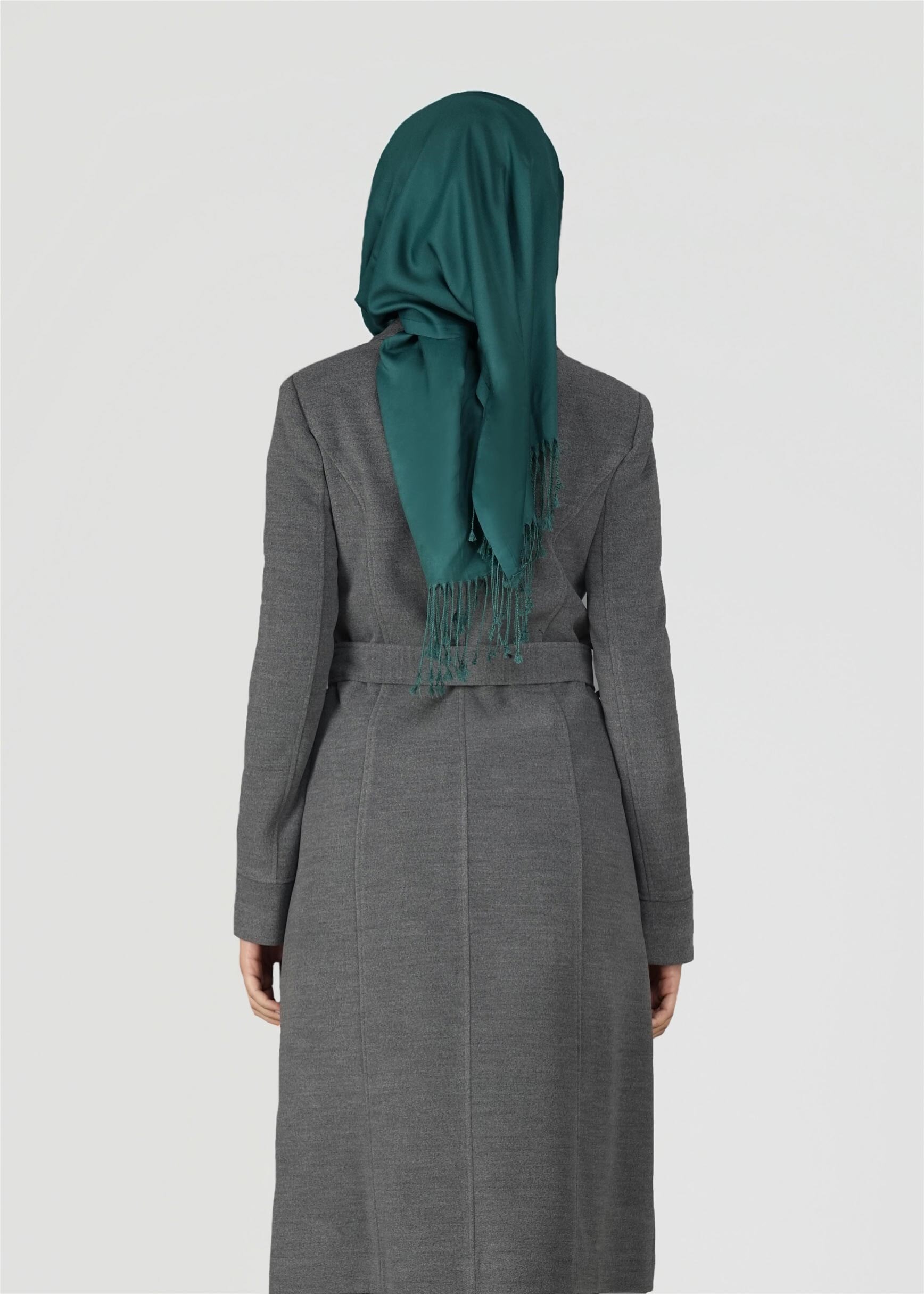 Tesettür giyim GRİ GİZLİ DÜĞMELİ KABAN 9558 