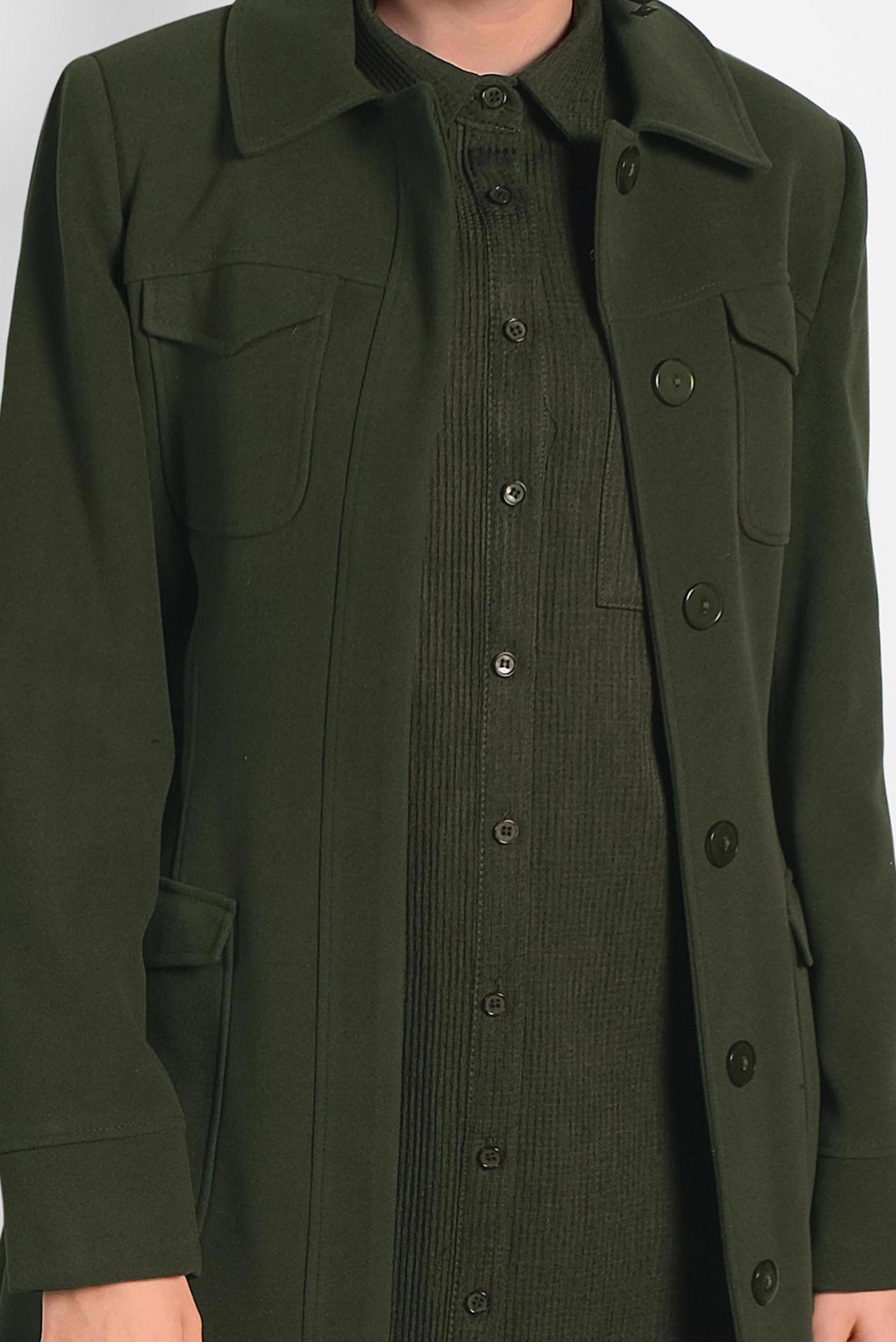 Tesettür giyim HAKİ GİZLİ DÜĞMELİ KABAN 9558 