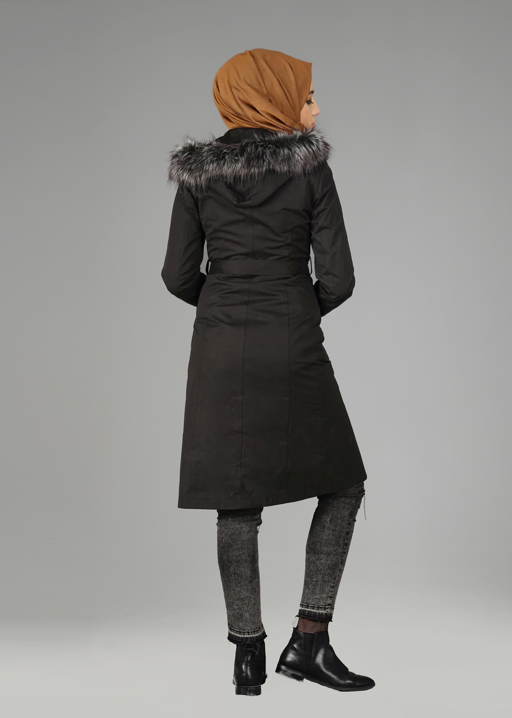 Tesettür giyim SİYAH 9559 KABAN 