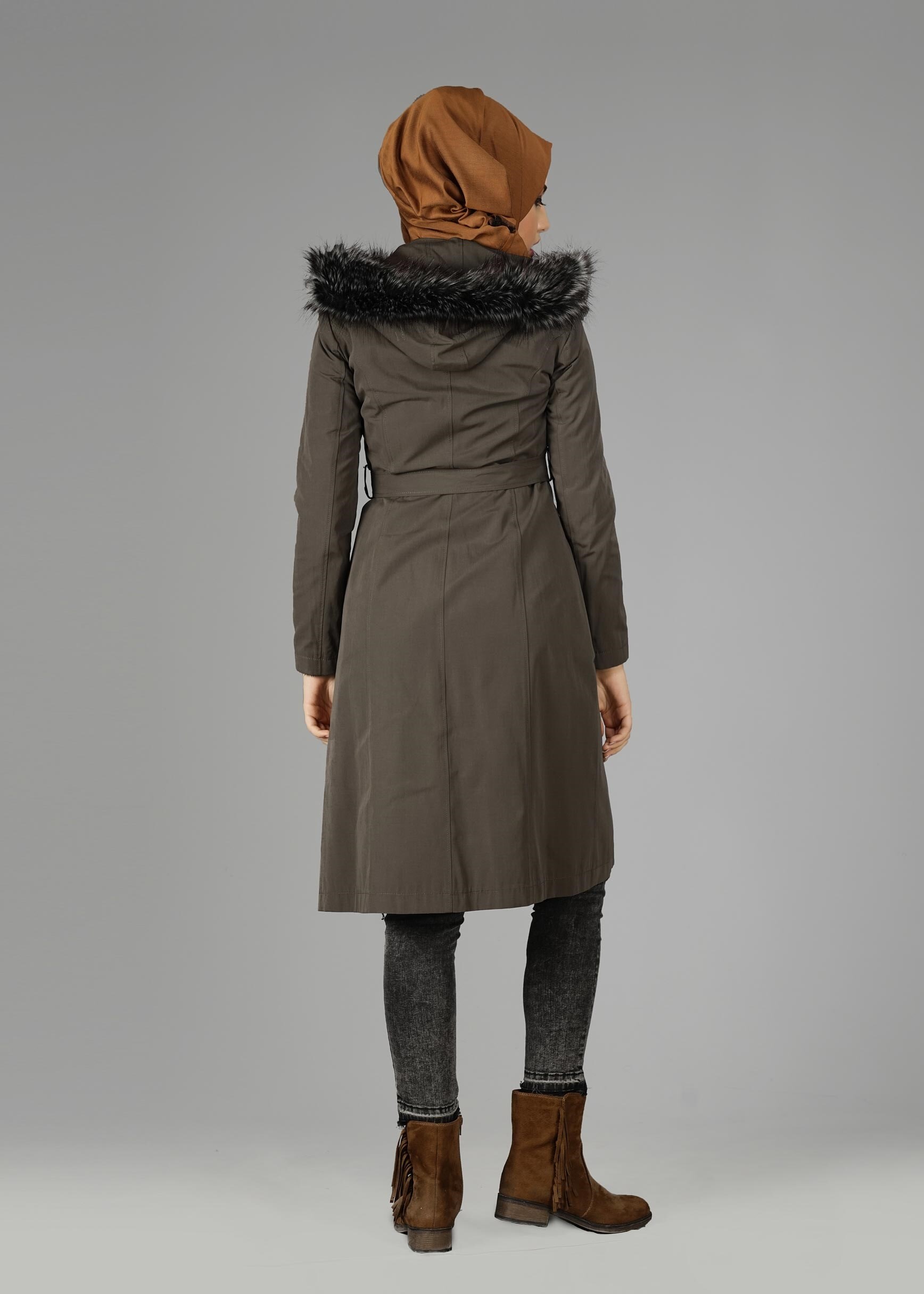 Tesettür giyim HAKİ 9559 KABAN 