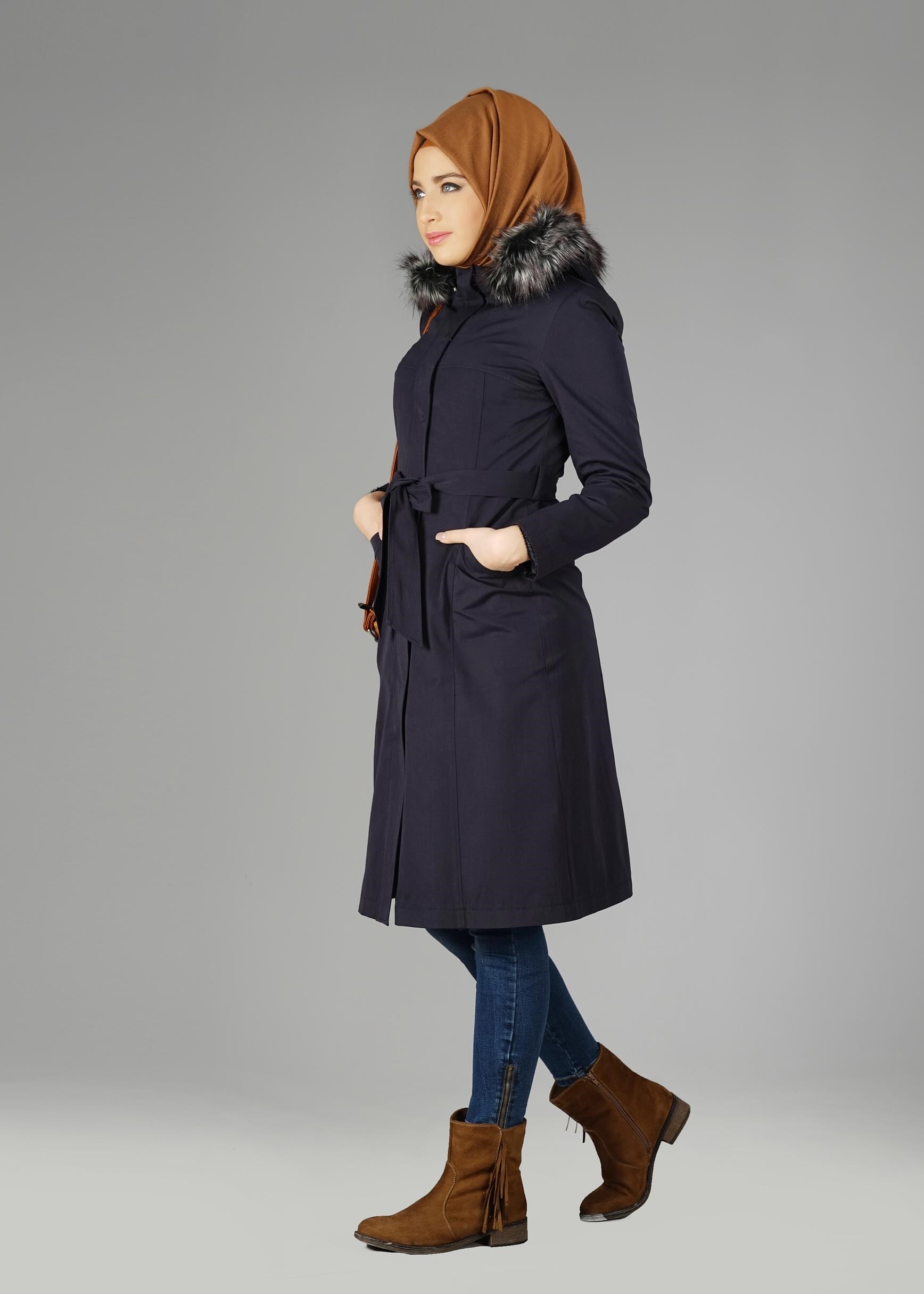 Tesettür giyim LACİVERT 9559 KABAN 