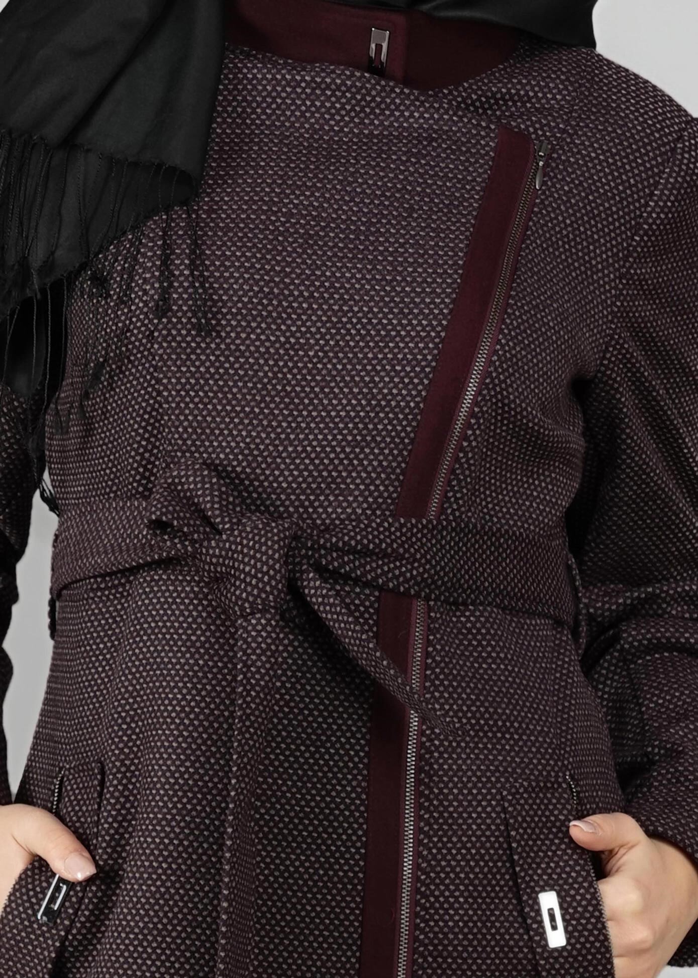 Tesettür giyim MÜRDÜM DESENLİ KABAN 9560