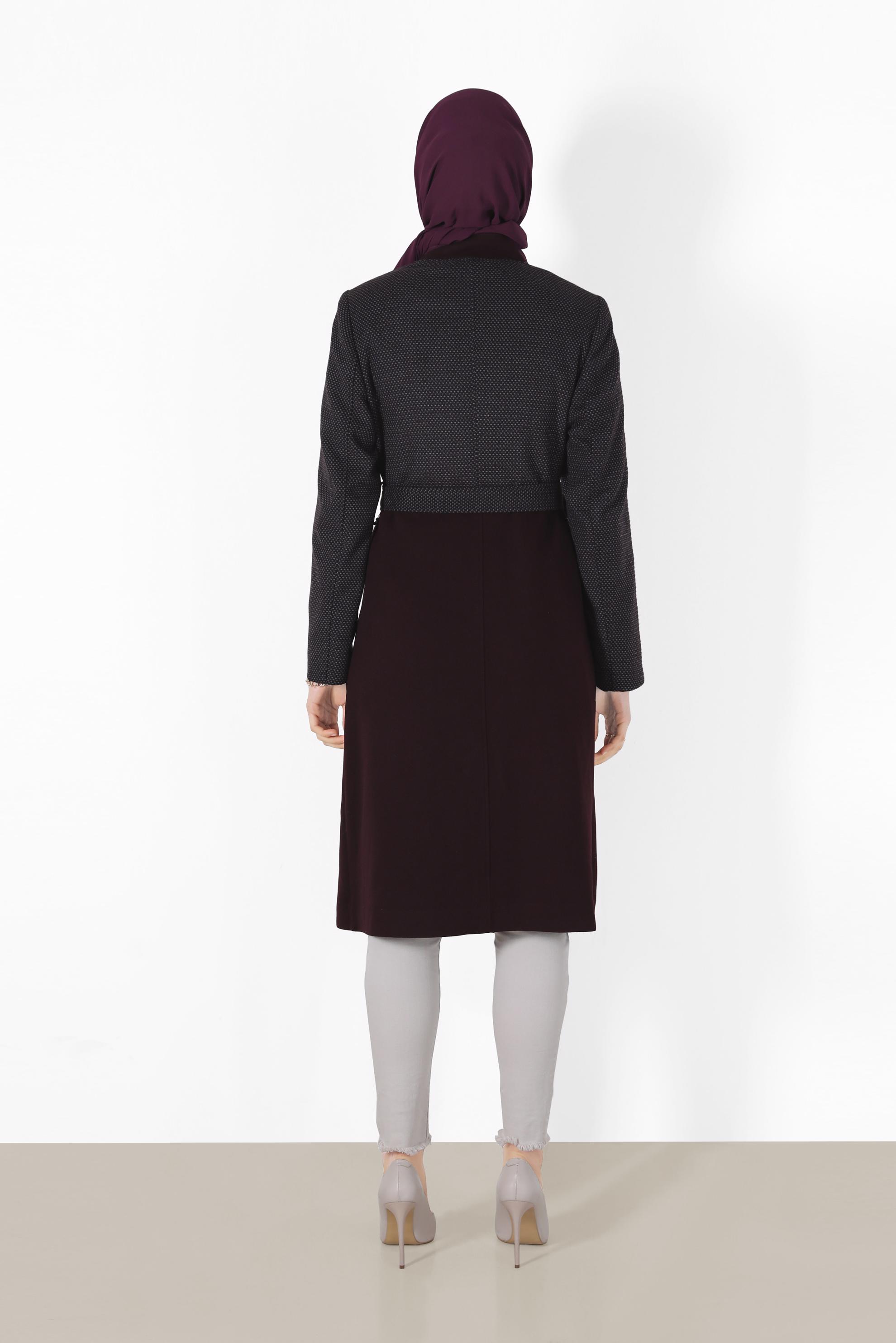 Tesettür giyim MÜRDÜM CEP DETAYLI FERMUARLI KABAN 9561 