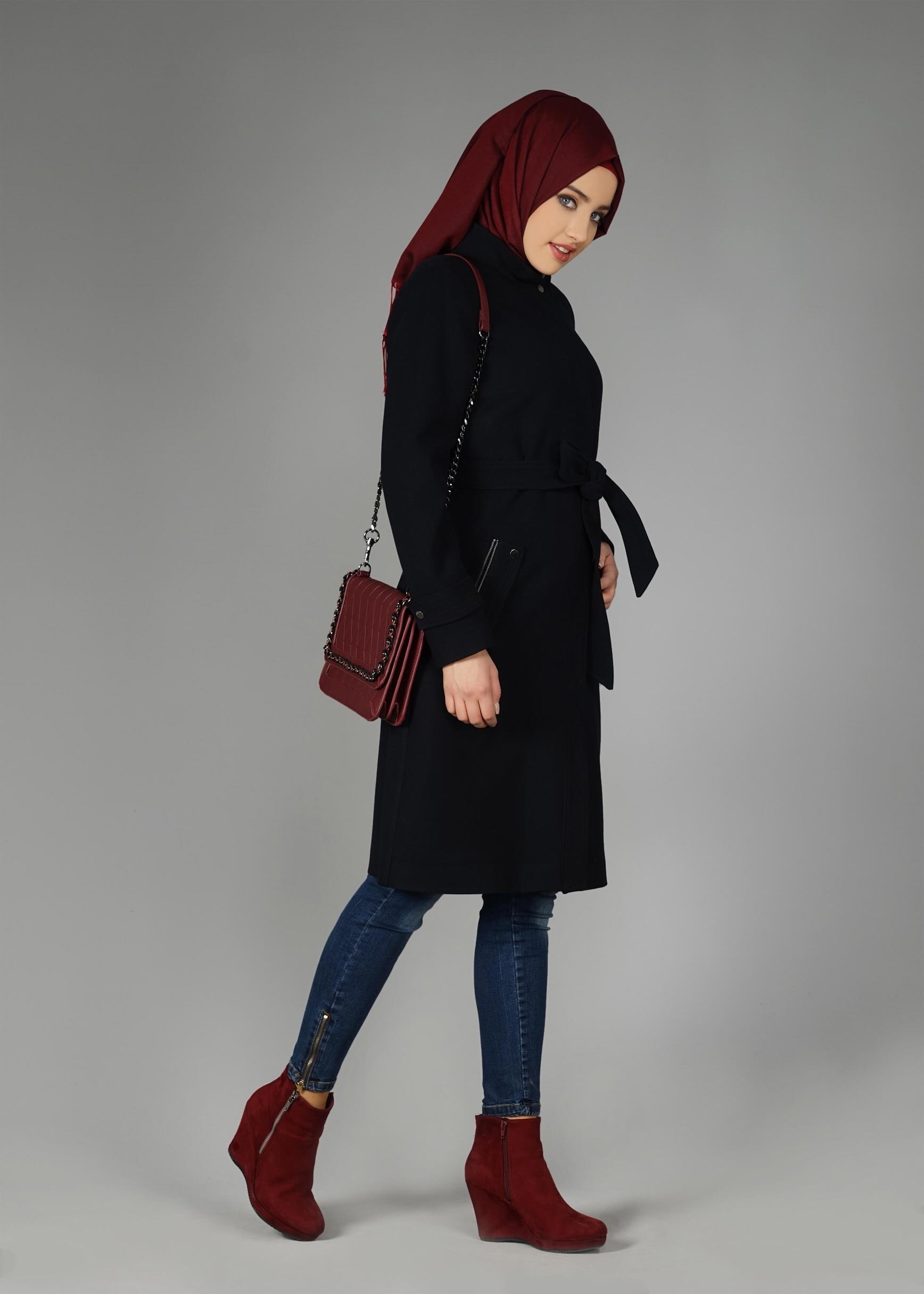 Tesettür giyim LACİVERT 9562 KABAN