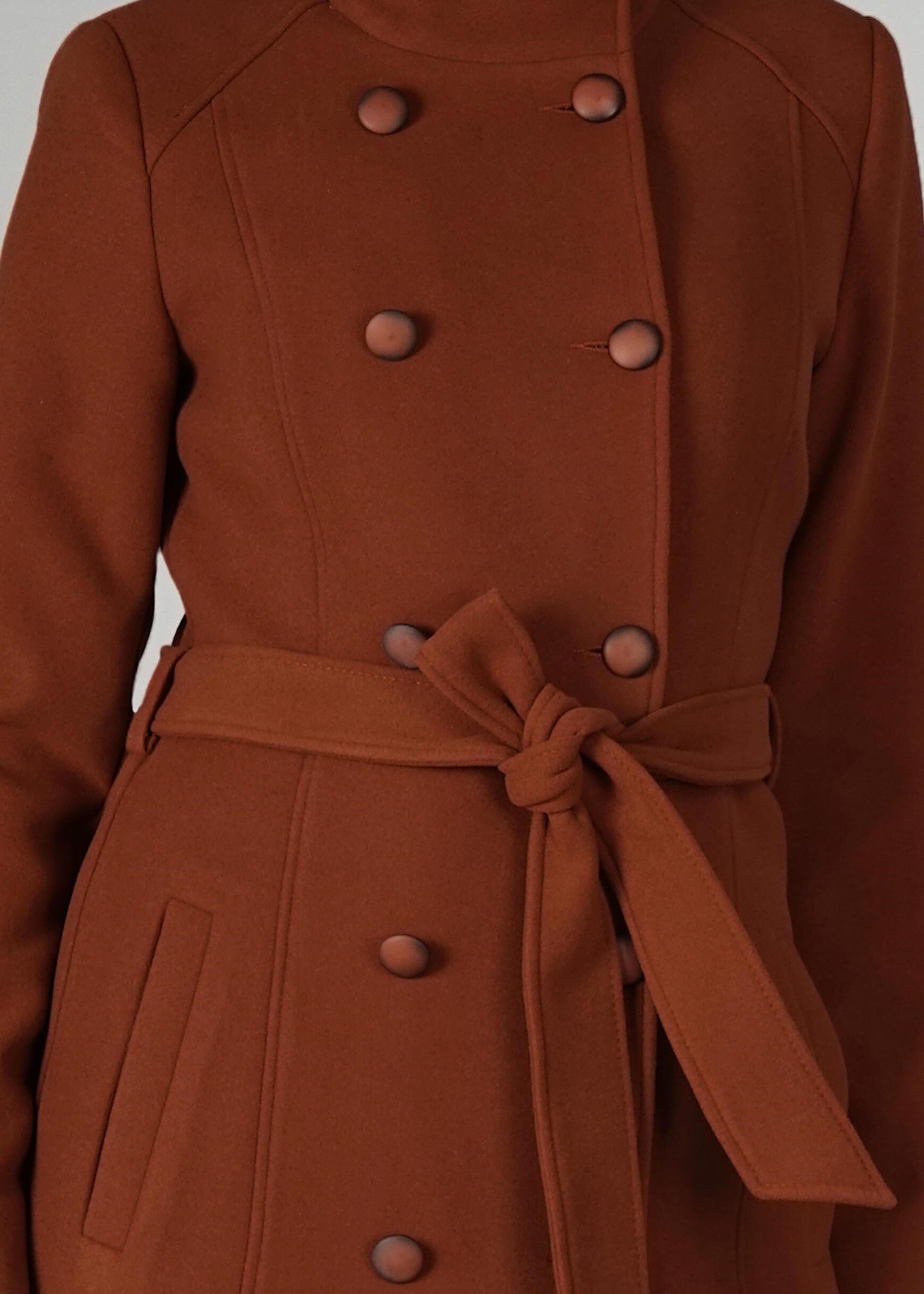 Tesettür giyim TURUNCU HAKİM YAKA DÜĞMELİ KABAN 9564