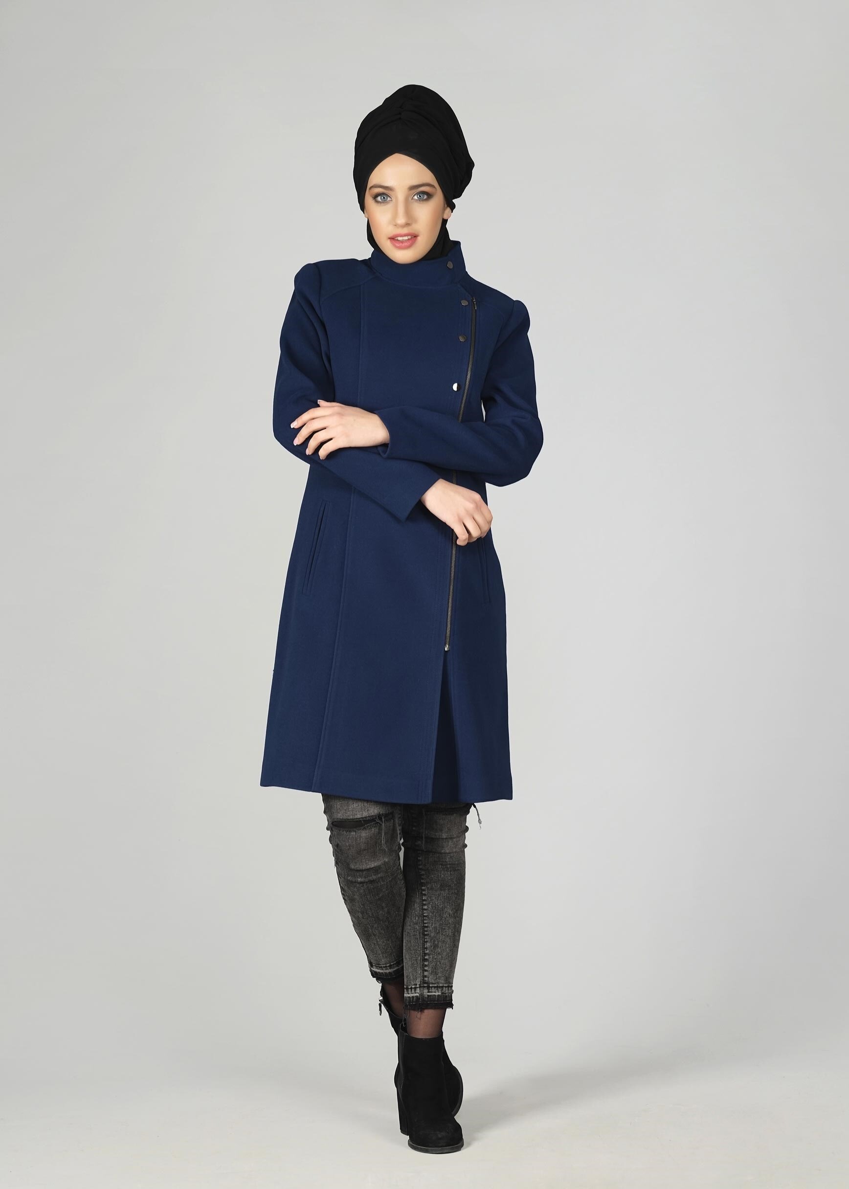 Tesettür giyim LACİVERT 9573 KABAN