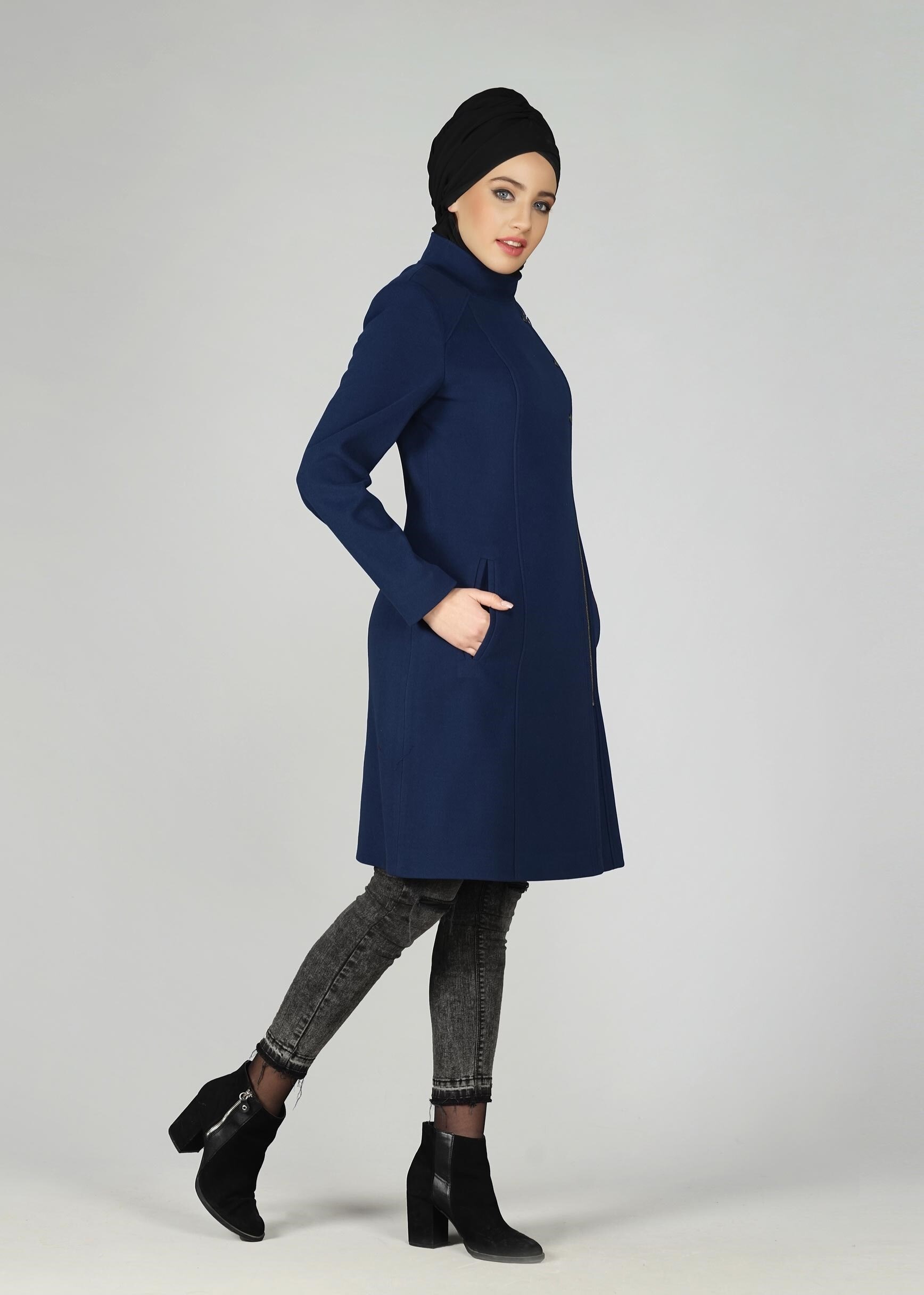 Tesettür giyim LACİVERT 9573 KABAN