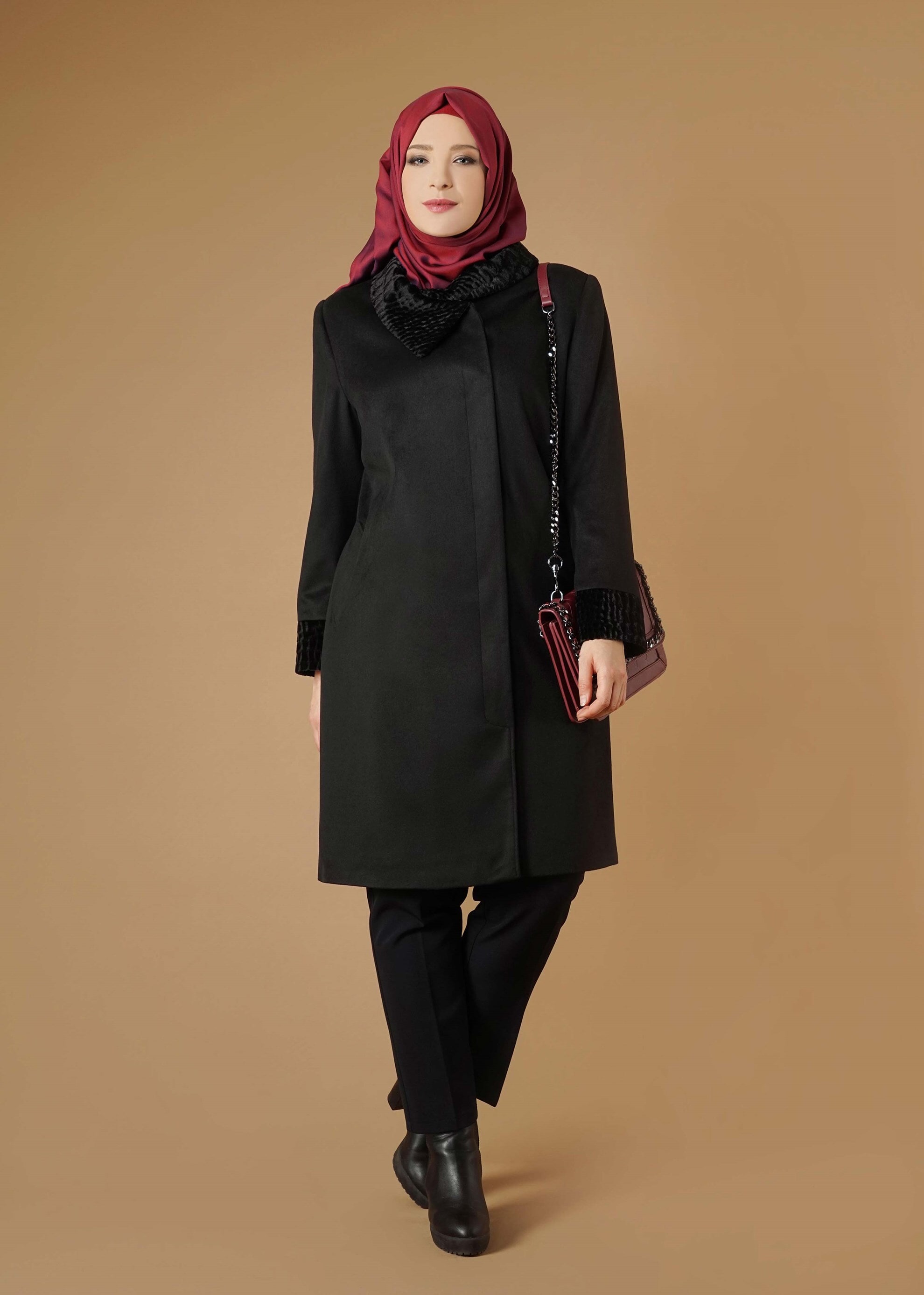 Tesettür giyim SİYAH 9576 KABAN