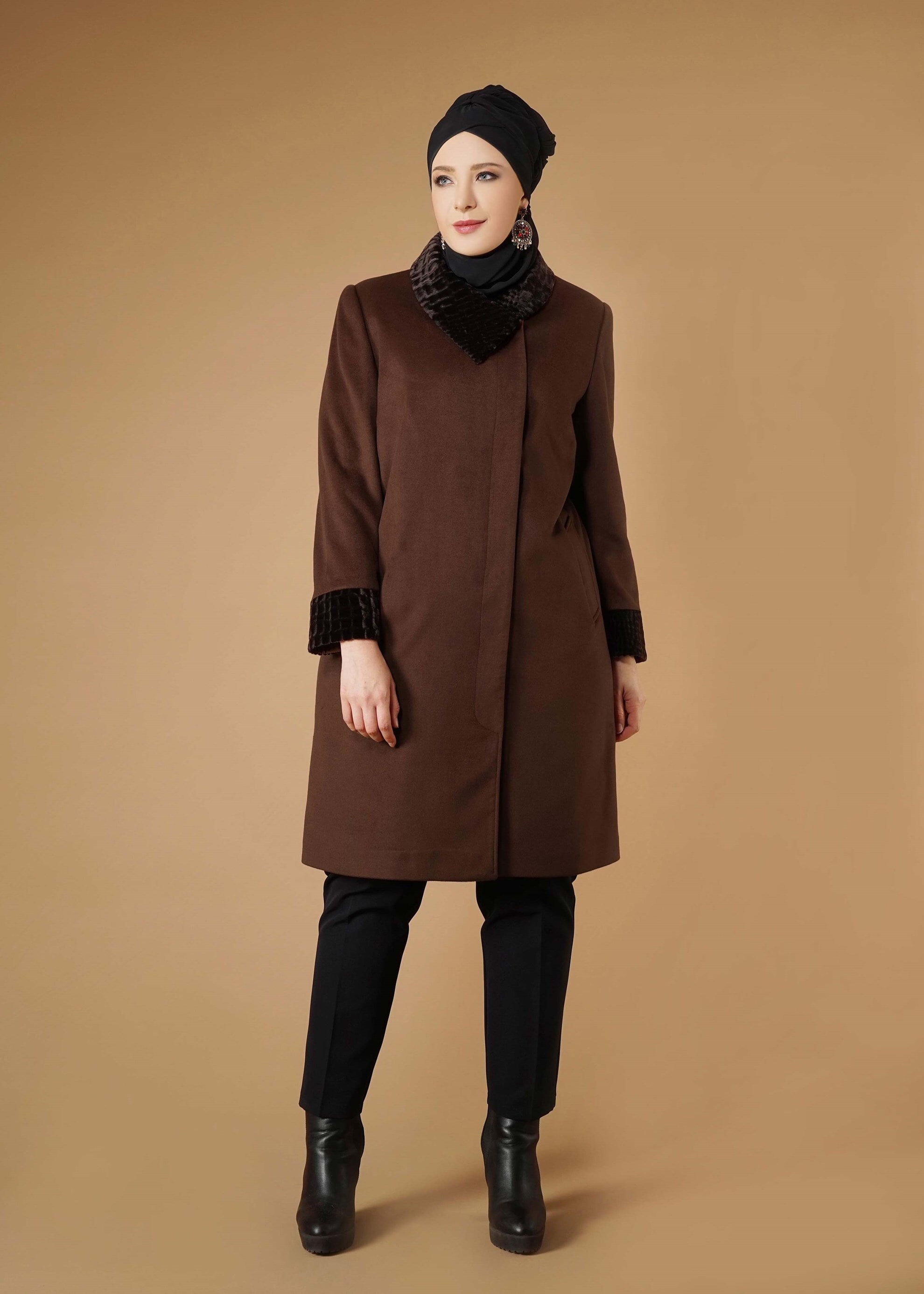 Tesettür giyim TURUNCU 9576 KABAN