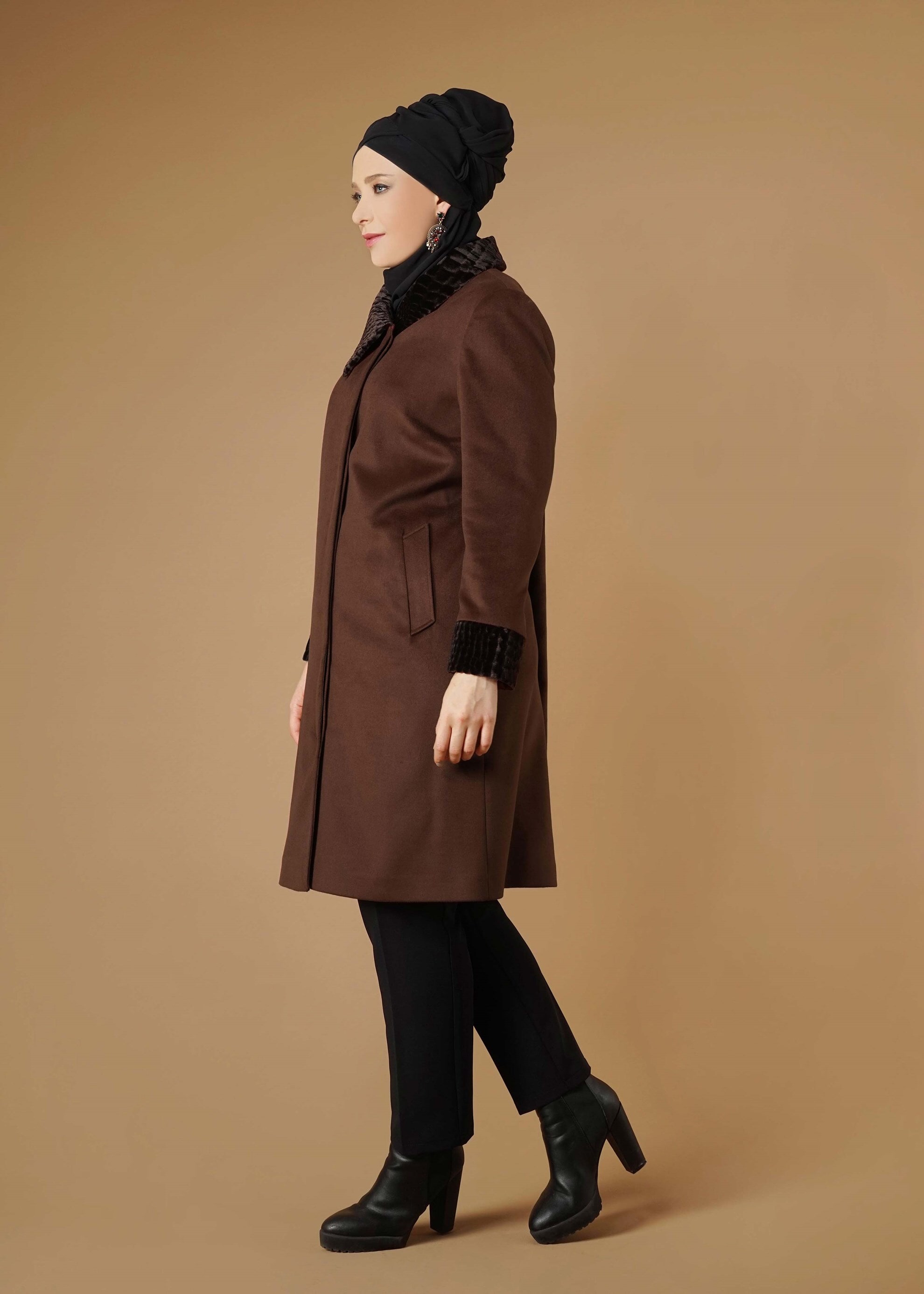 Tesettür giyim TURUNCU 9576 KABAN