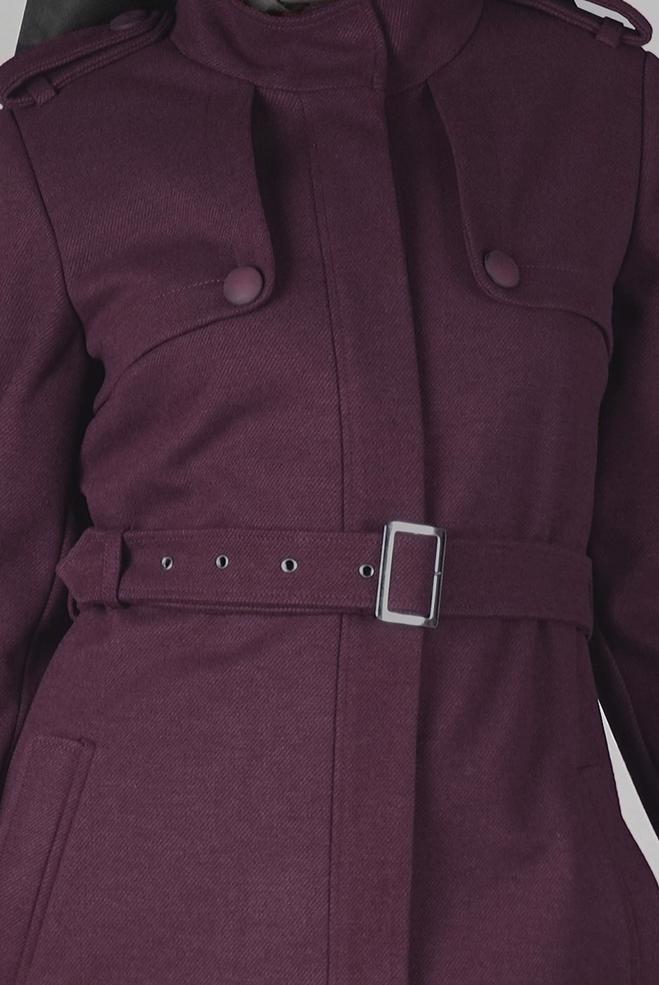 Tesettür giyim MÜRDÜM CEP DETAYLI KEMERLİ KABAN 9584 - ALVİNA