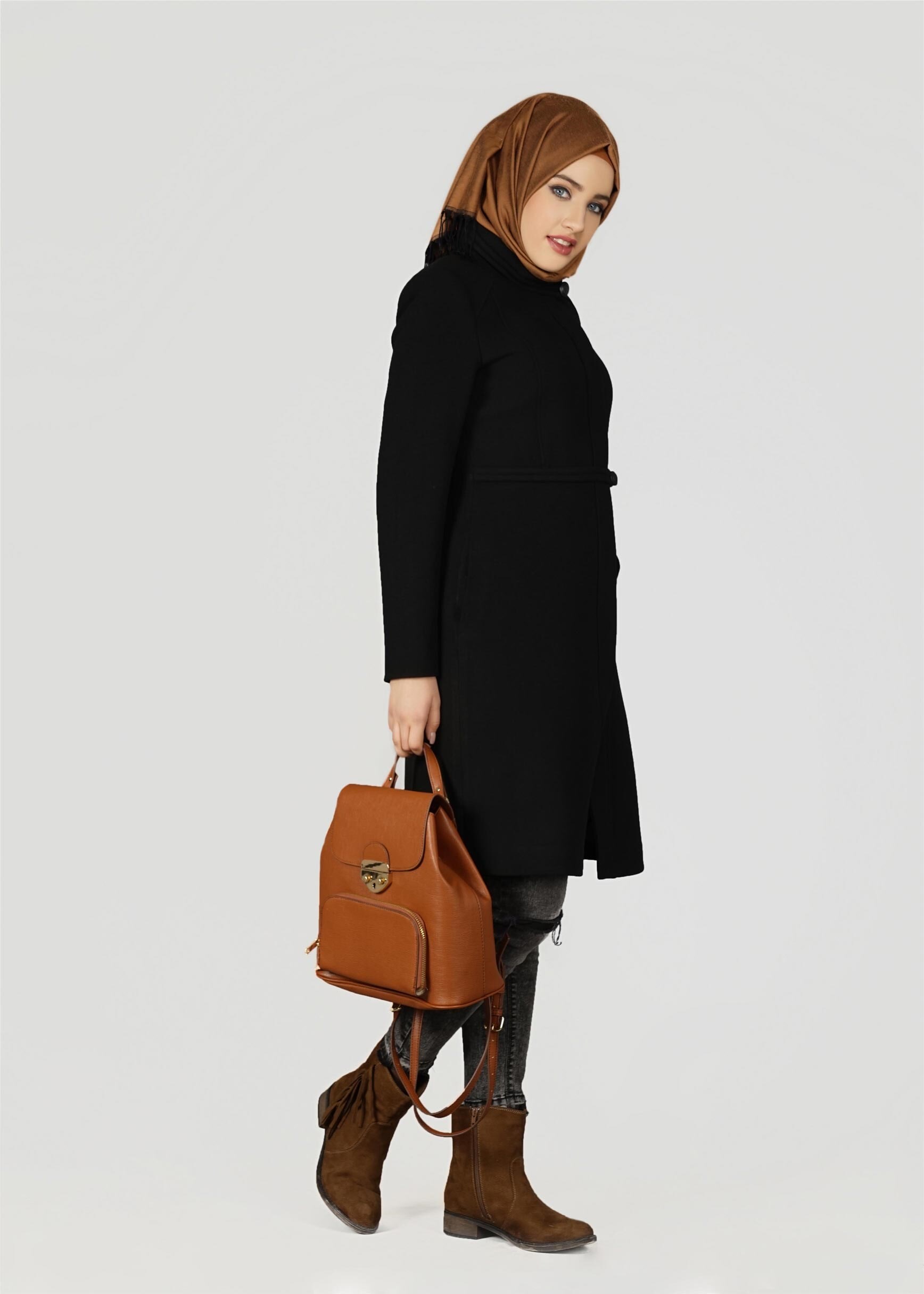 Tesettür giyim SİYAH 9593 KABAN