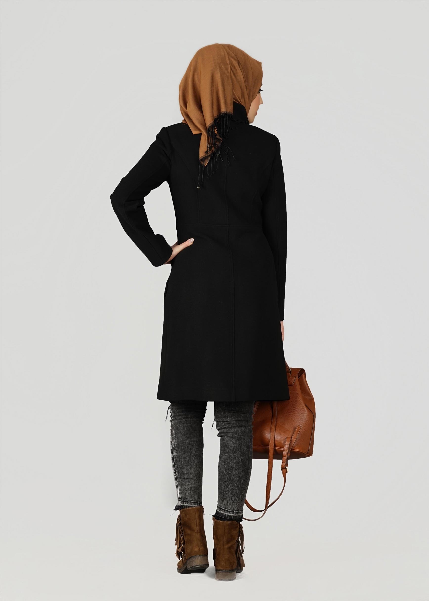 Tesettür giyim SİYAH 9593 KABAN