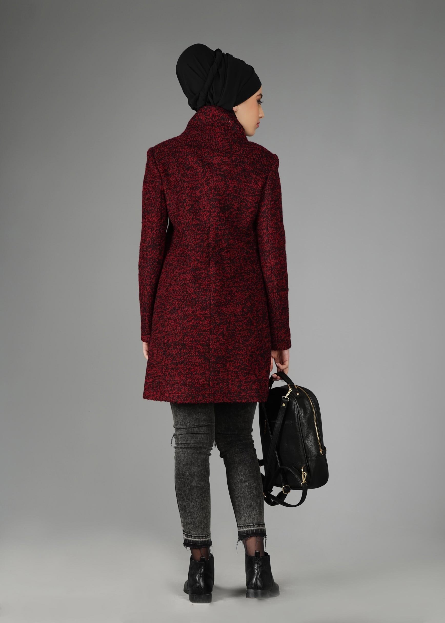 Tesettür giyim BORDO 9595 KABAN