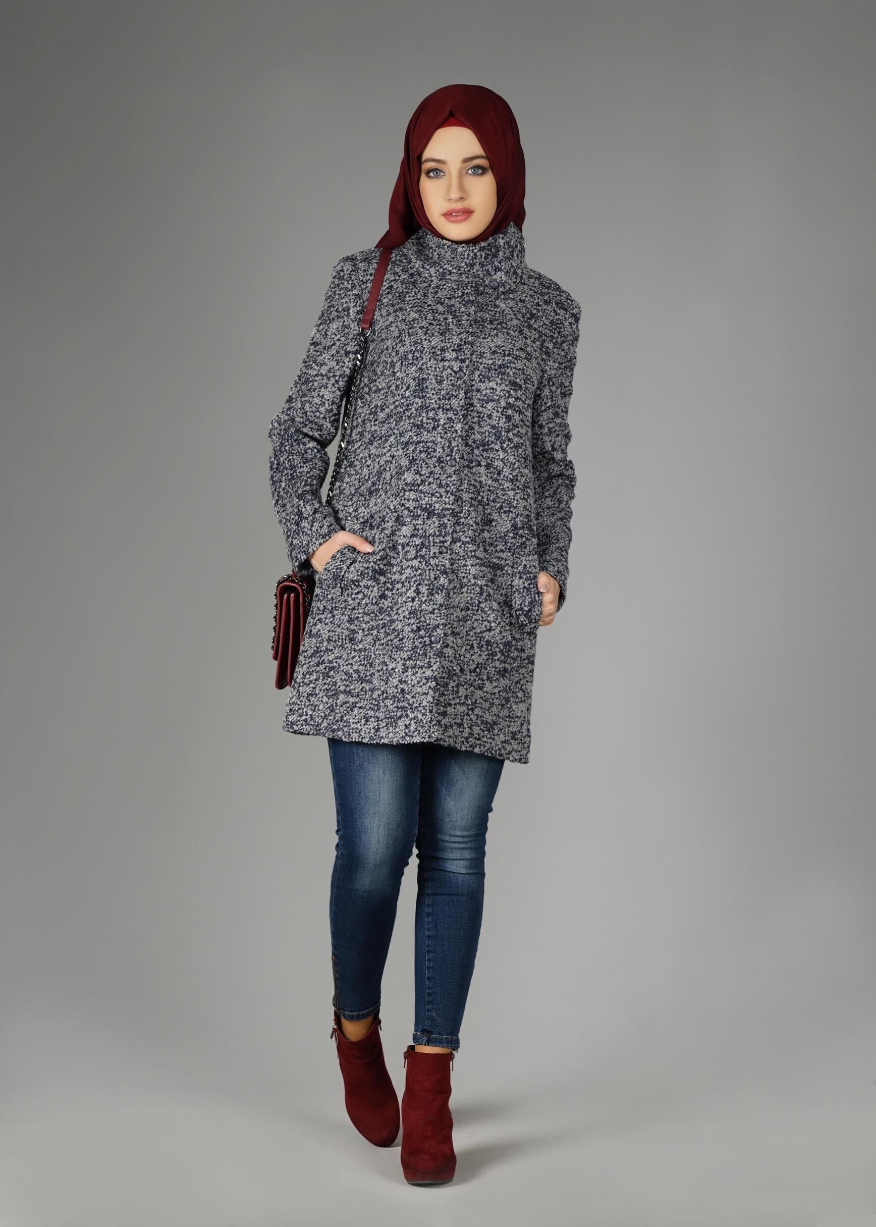 Tesettür giyim LACİVERT 9595 KABAN