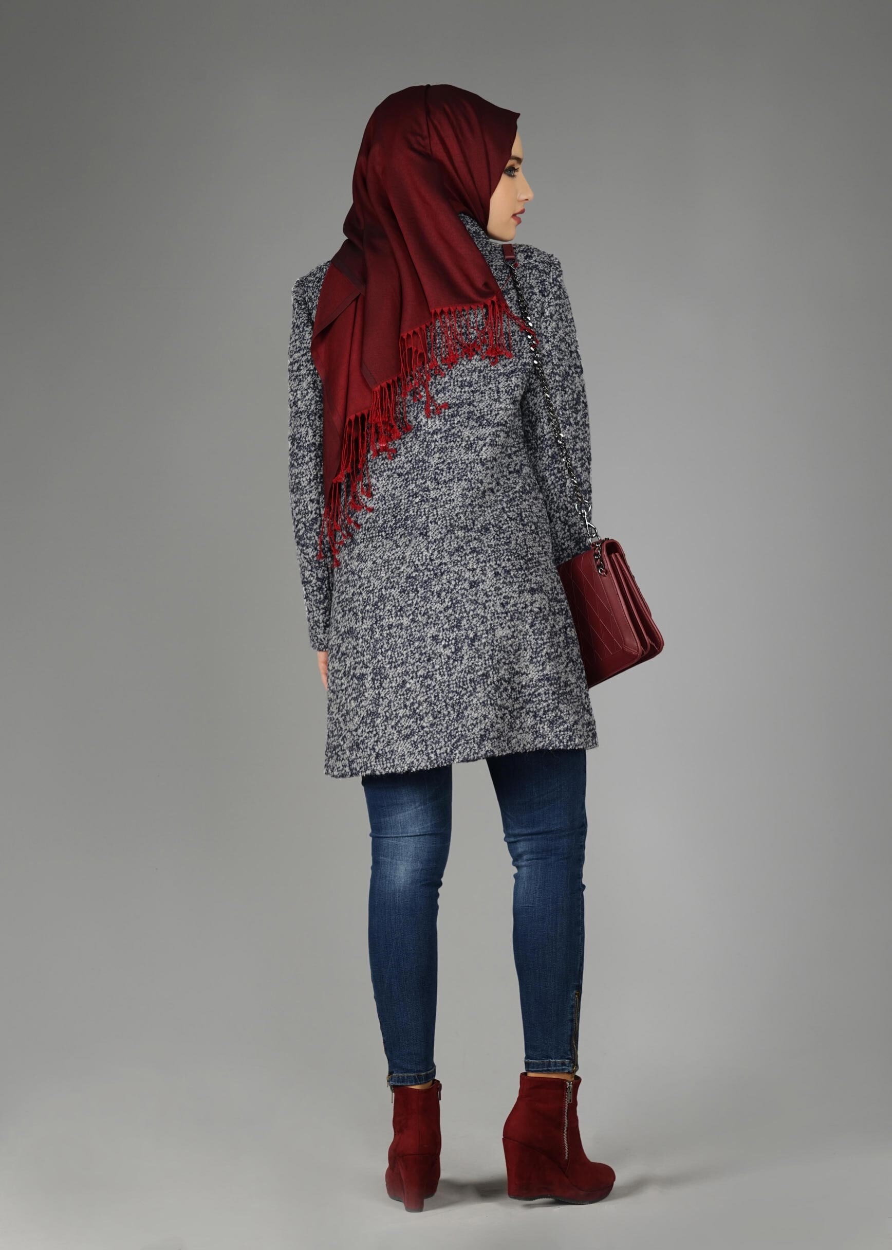 Tesettür giyim LACİVERT 9595 KABAN