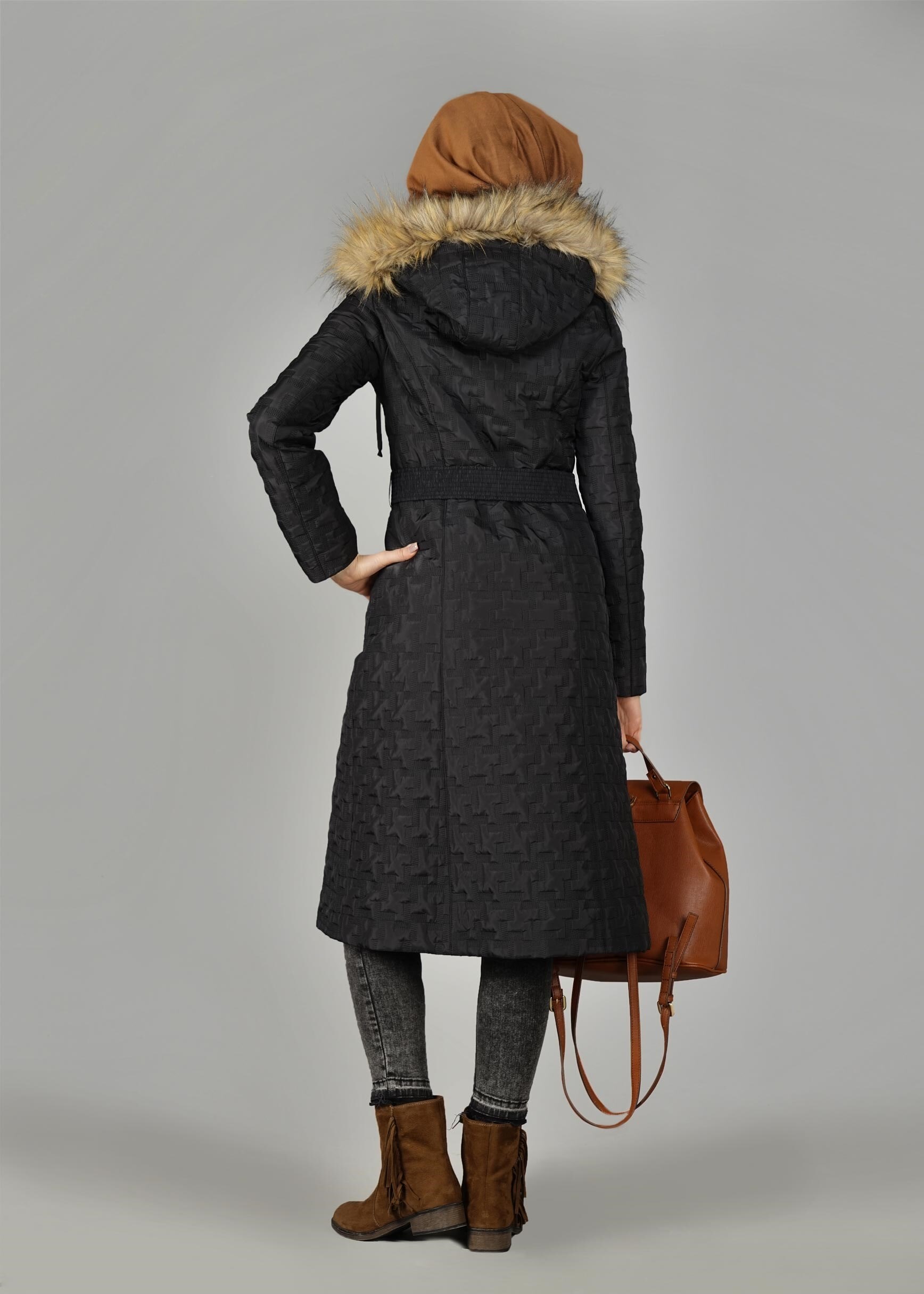 Tesettür giyim SİYAH 9598 KABAN