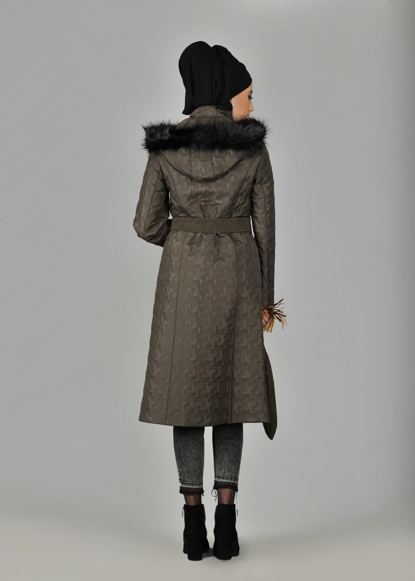 Tesettür giyim HAKİ 9598 KABAN