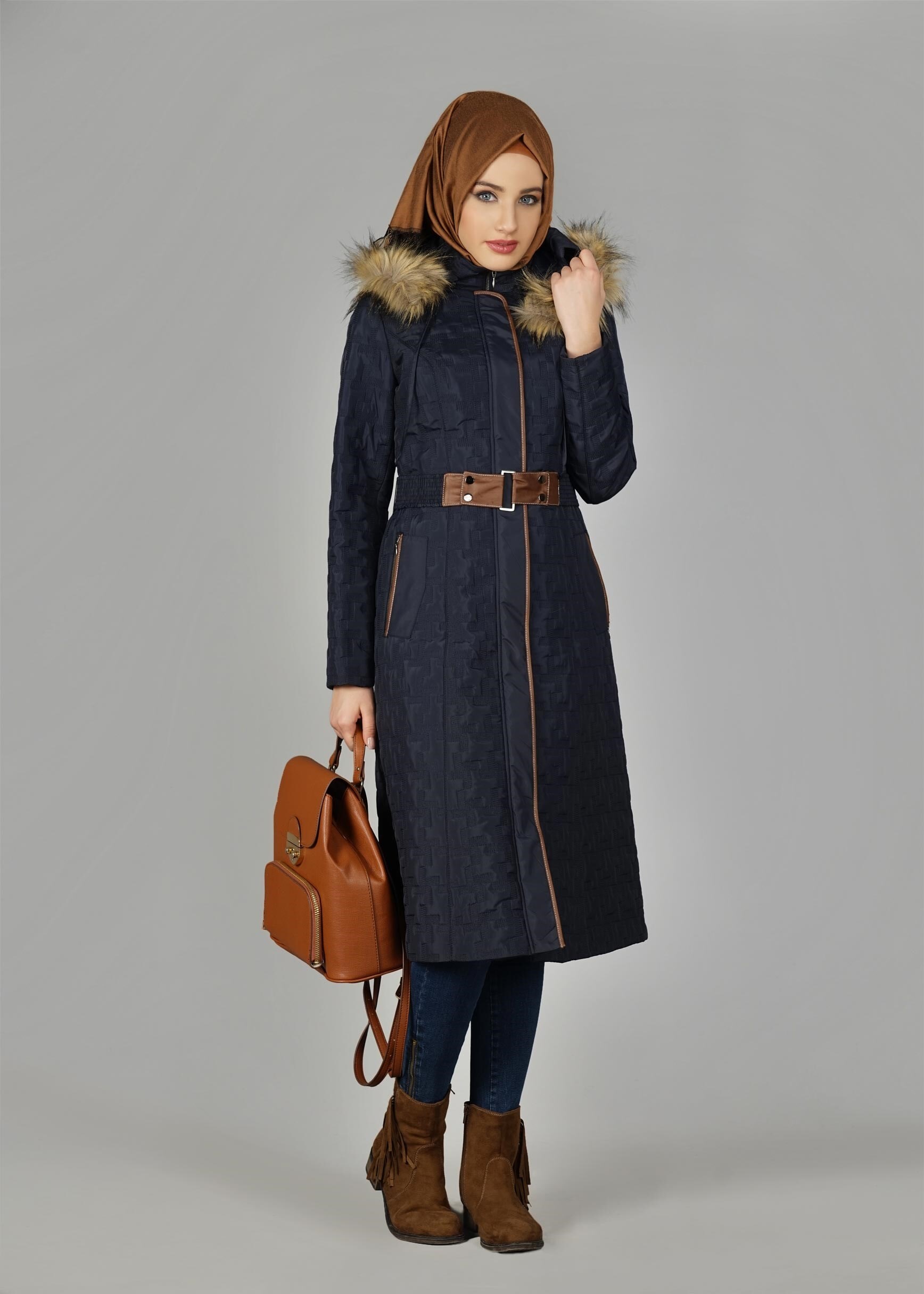 Tesettür giyim LACİVERT 9598 KABAN