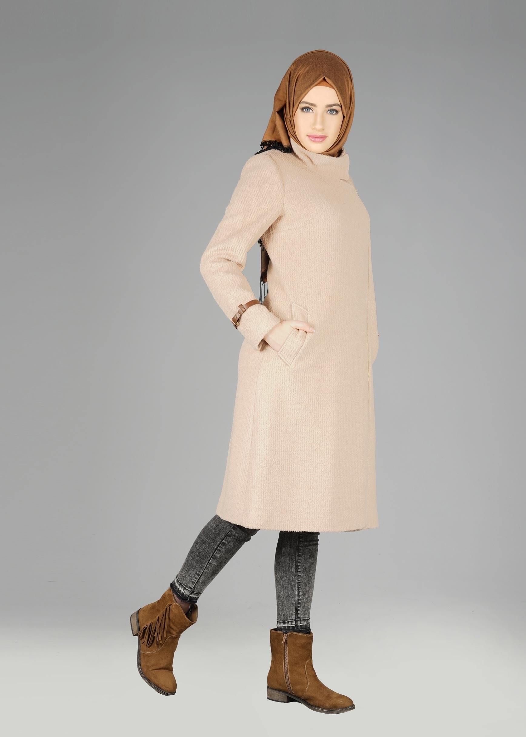 Tesettür giyim BEJ 9606 KABAN