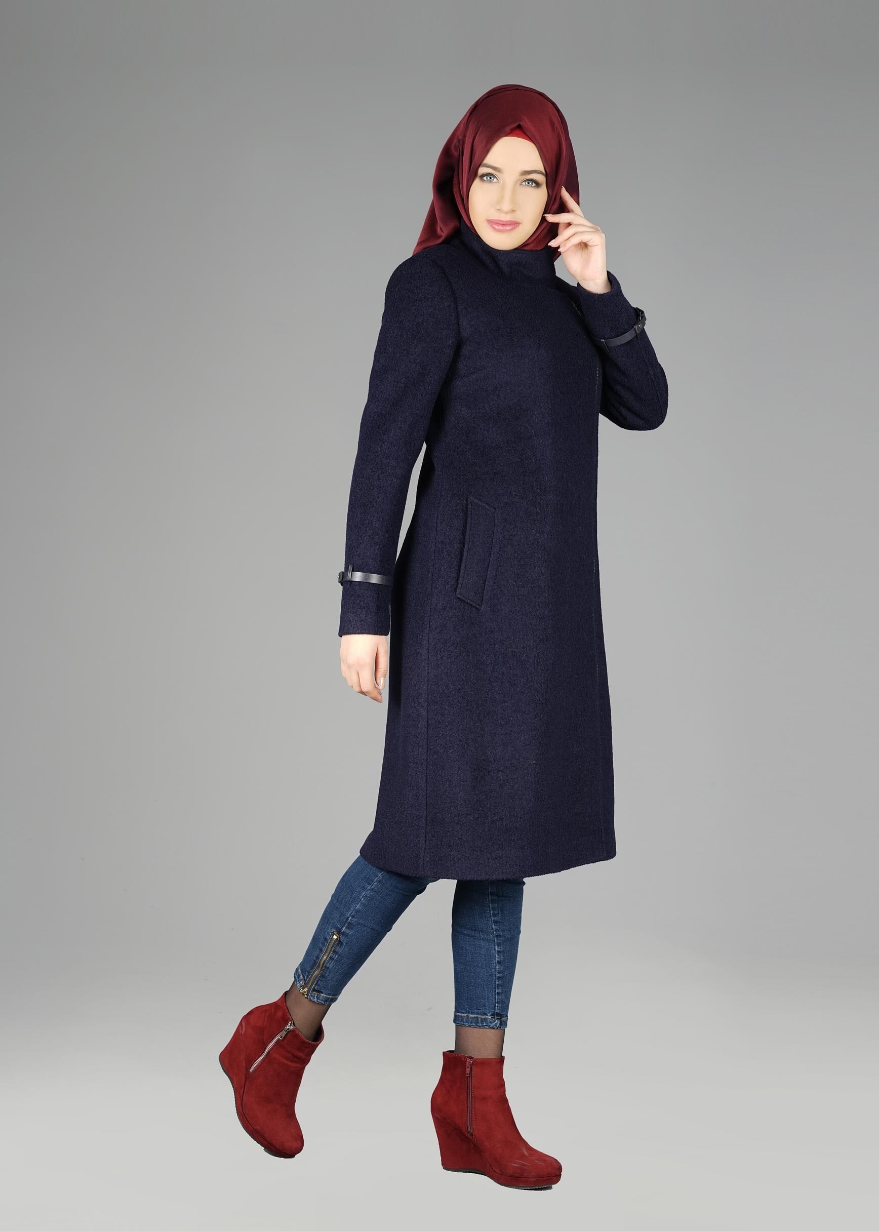 Tesettür giyim LACİVERT 9606 KABAN