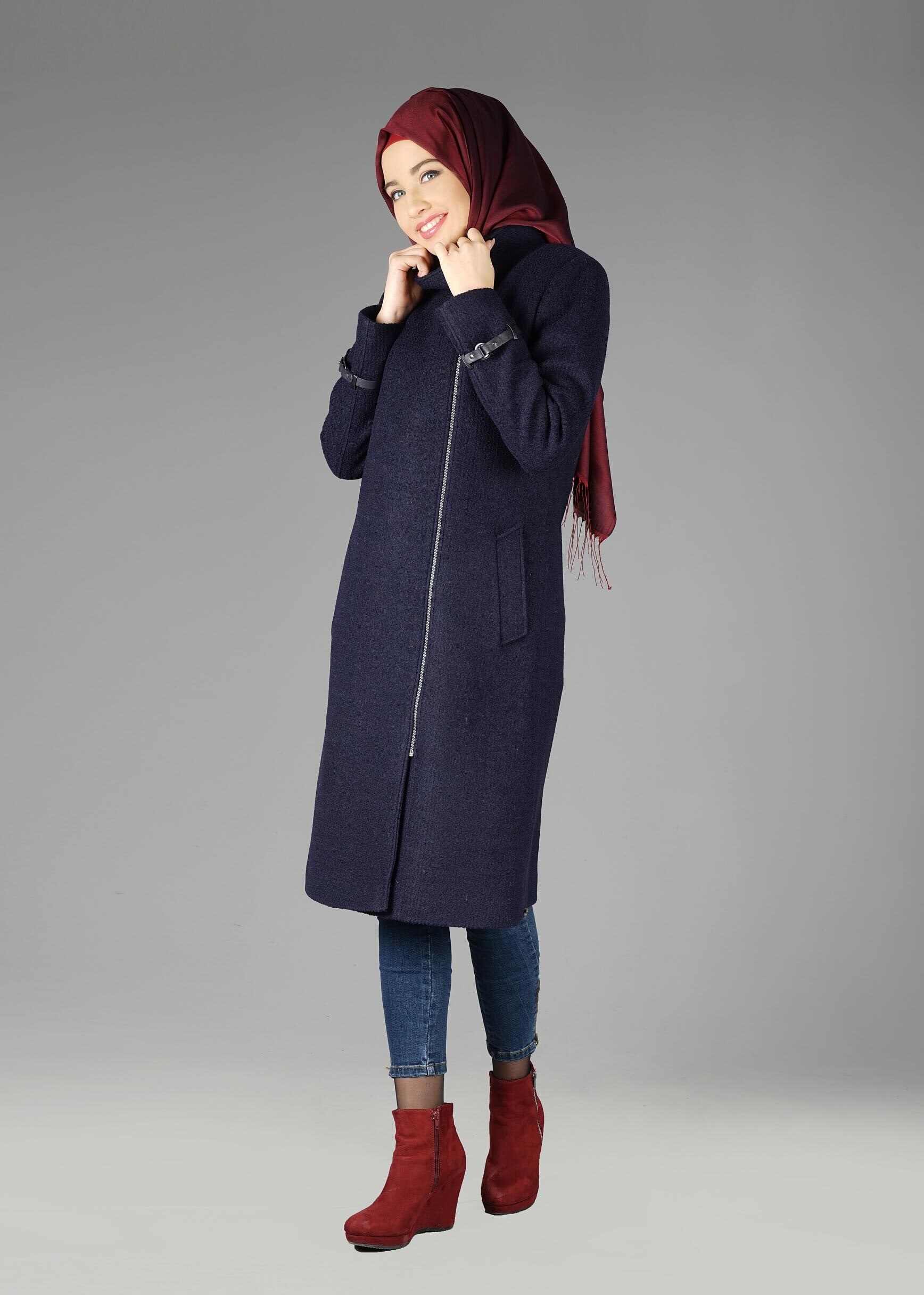 Tesettür giyim LACİVERT 9606 KABAN