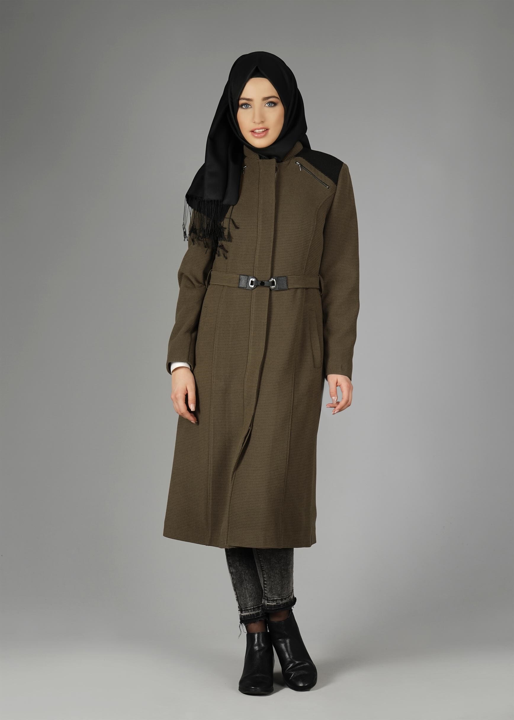 Tesettür giyim VİZON 9608 KABAN
