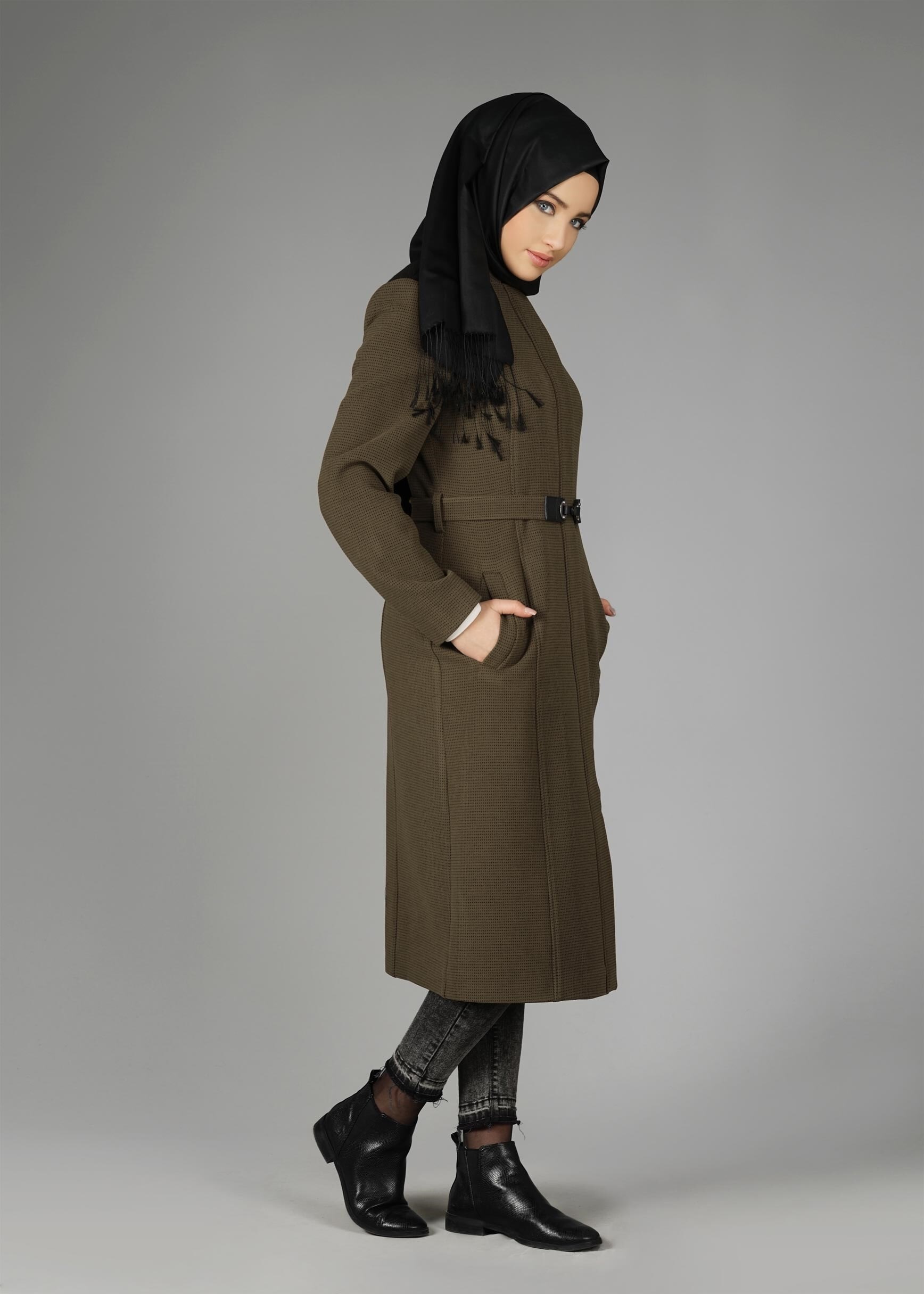 Tesettür giyim VİZON 9608 KABAN