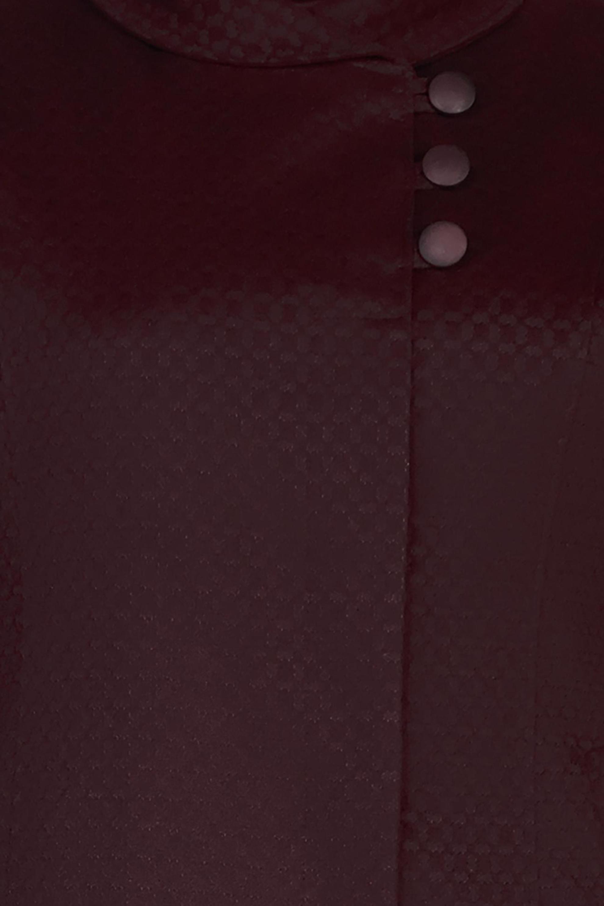 Tesettür giyim BORDO DÜĞME DETAYLI KENDİNDEN DESENLİ KABAN 9611