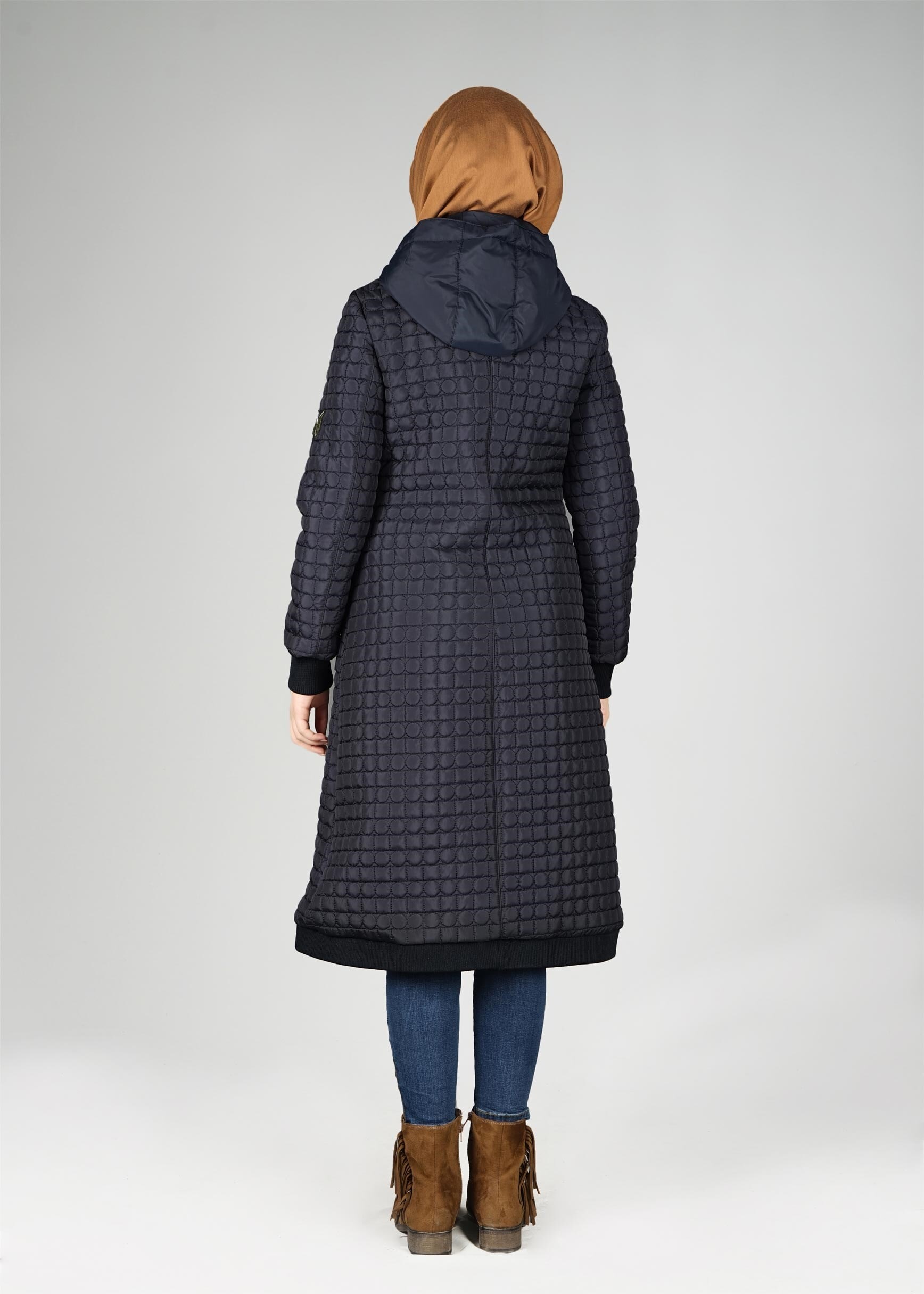 Tesettür giyim LACİVERT FERMUARLI ŞİŞME KABAN 9615