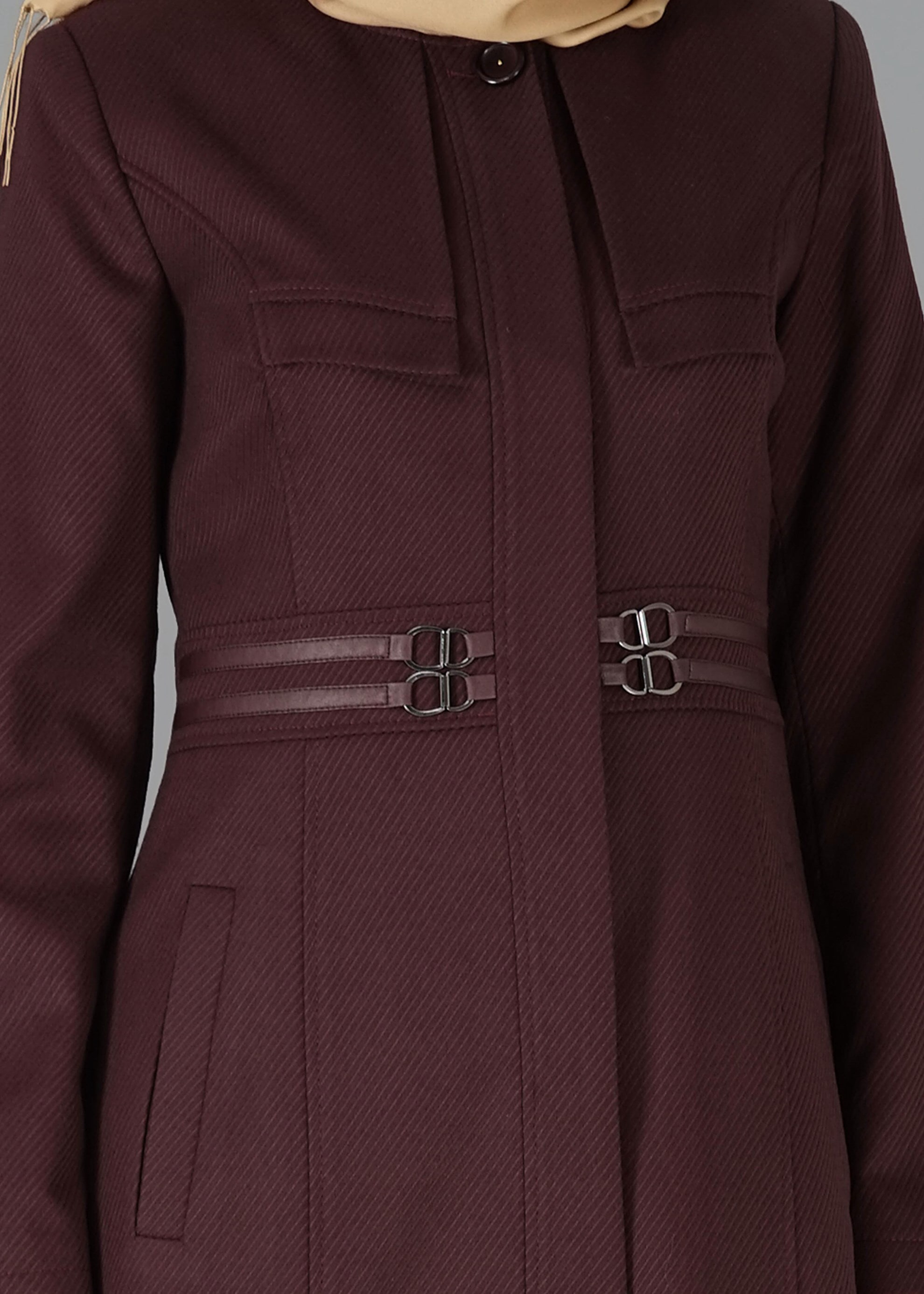 Tesettür giyim MÜRDÜM GİZLİ DÜĞMELİ MANTO 9452