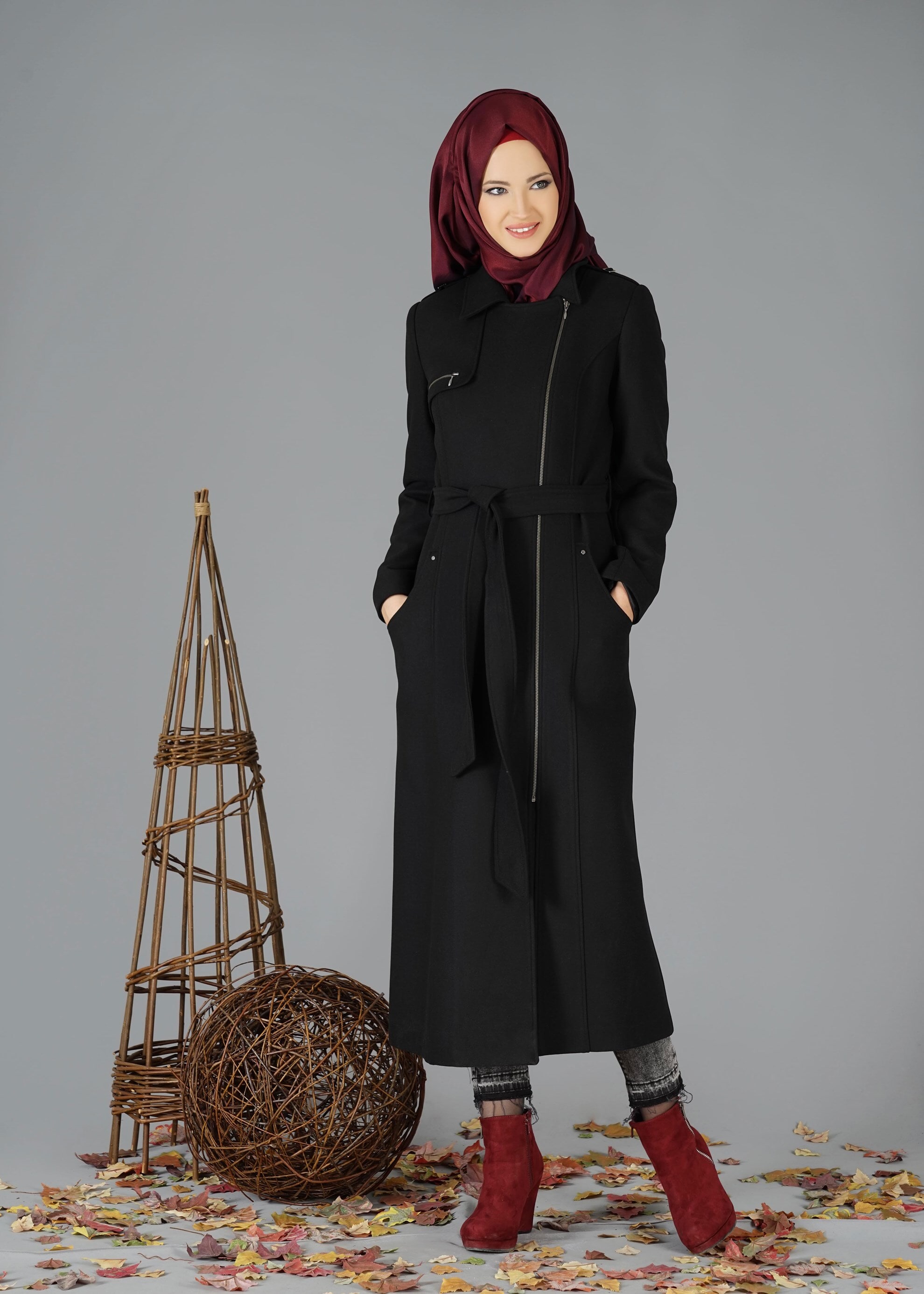 Tesettür giyim SİYAH 9462 MANTO