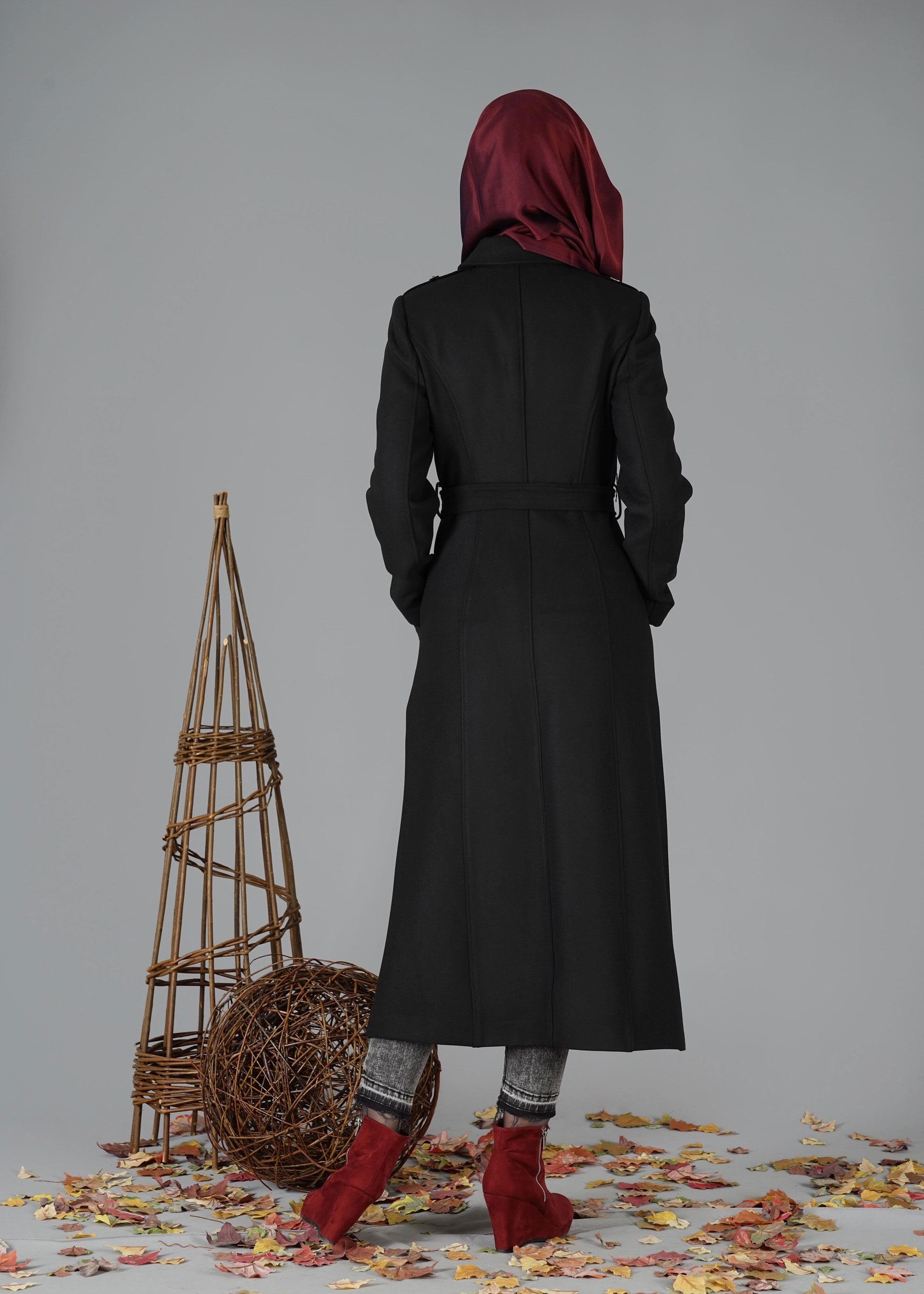 Tesettür giyim SİYAH 9462 MANTO