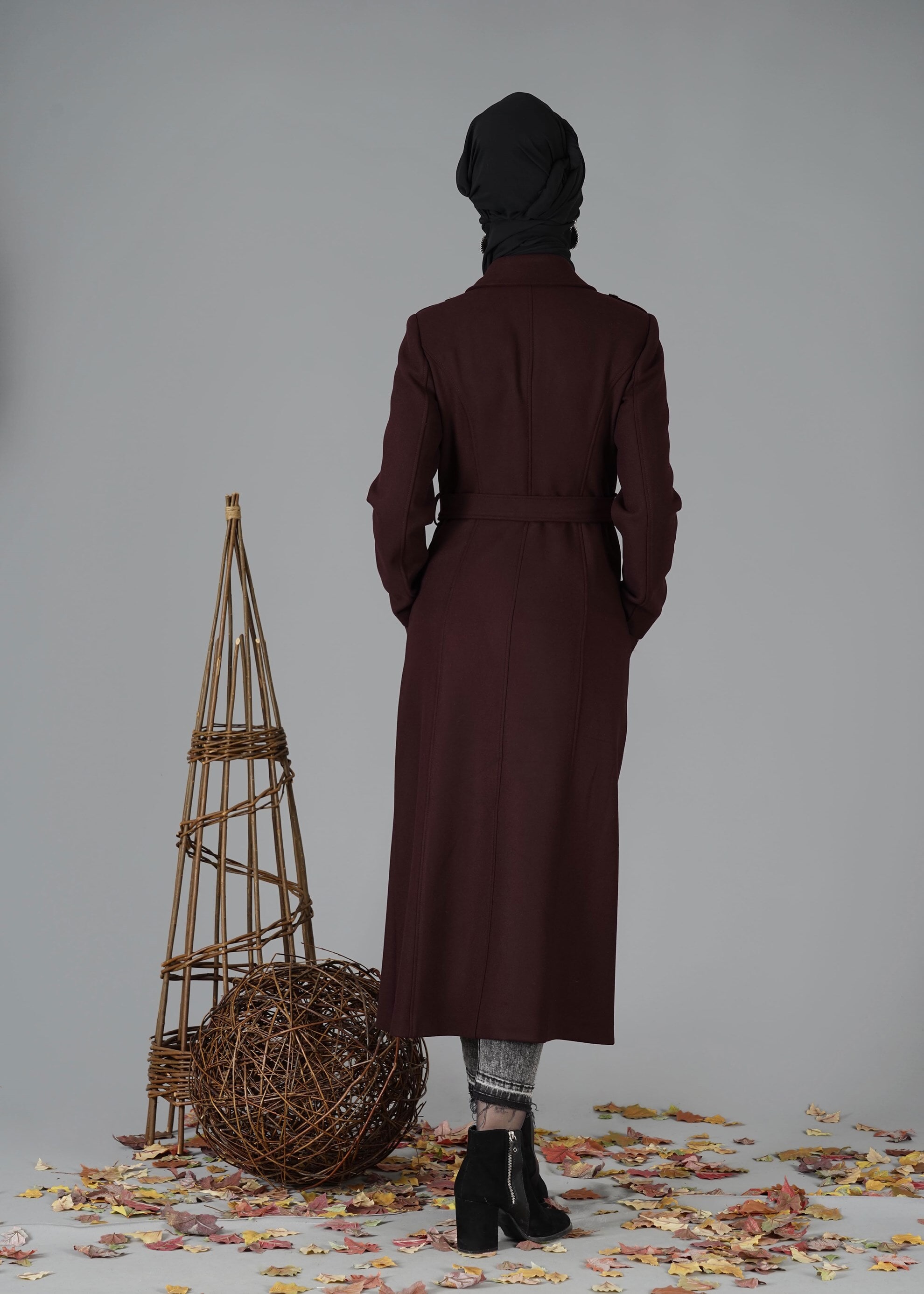 Tesettür giyim BORDO 9462 MANTO